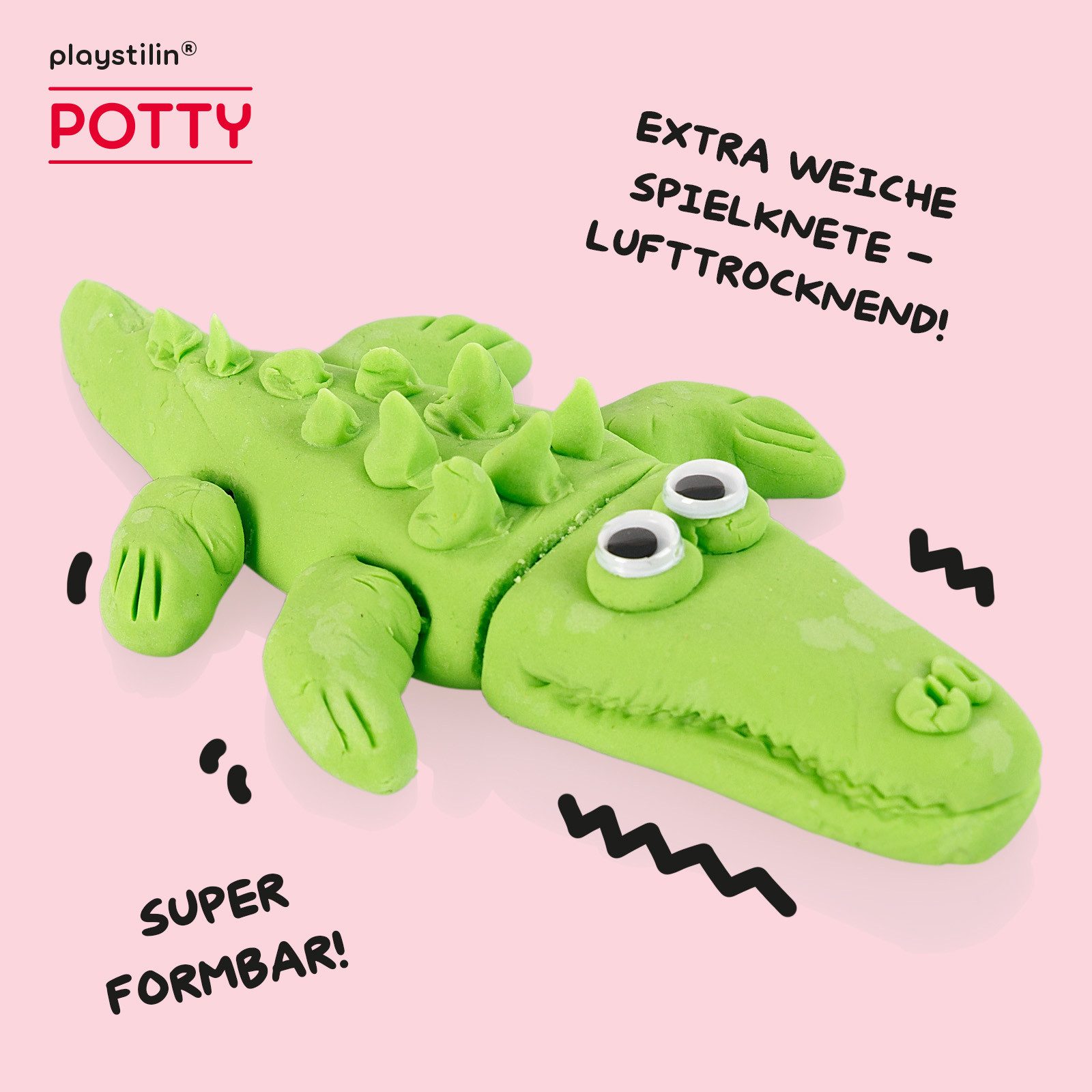 Playstilin® Knetform-Set POTTY (Knetset, 1-tlg., mit Kulleraugen und Modellierwerkzeug), extra weiche Spielknete, lufttrocknend