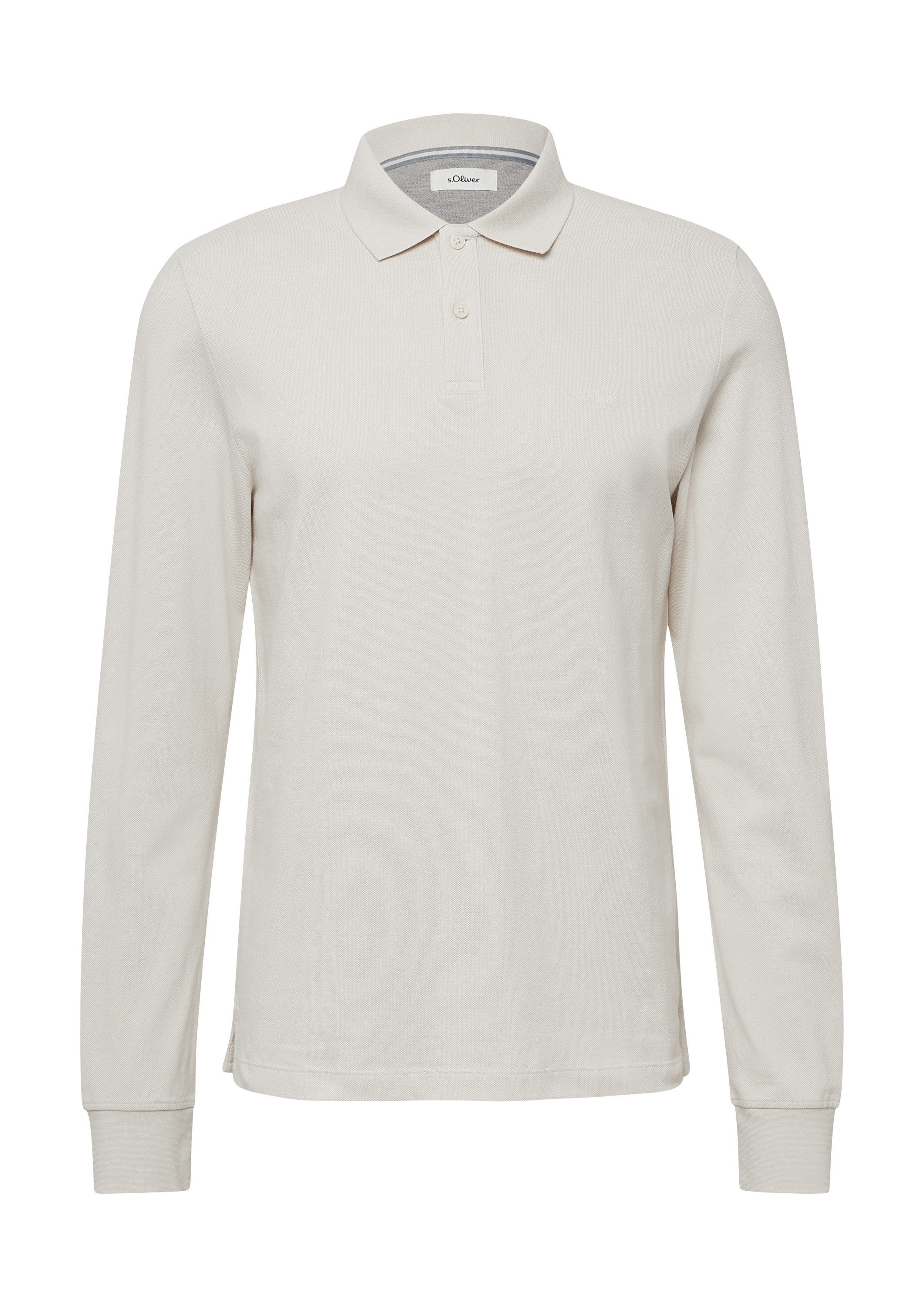 s.Oliver Langarmshirt Polo-Shirt Langarm-Poloshirt aus Baumwoll-Piqué mit B günstig online kaufen