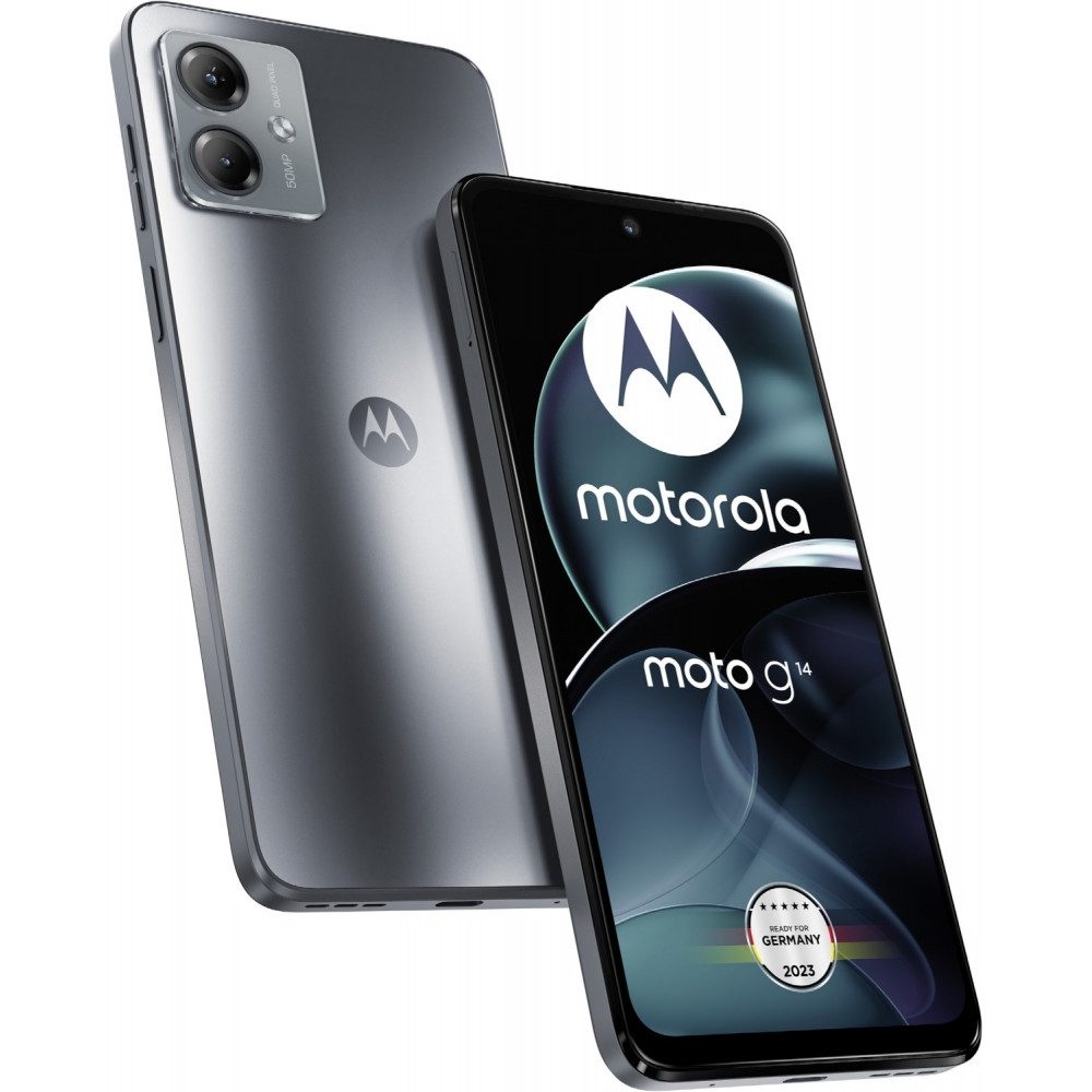 Motorola XT2341-3 Moto G14 128 GB / 4 GB - Smartphone - steel grey Smartphone (6,5 Zoll, 128 GB Speicherplatz)