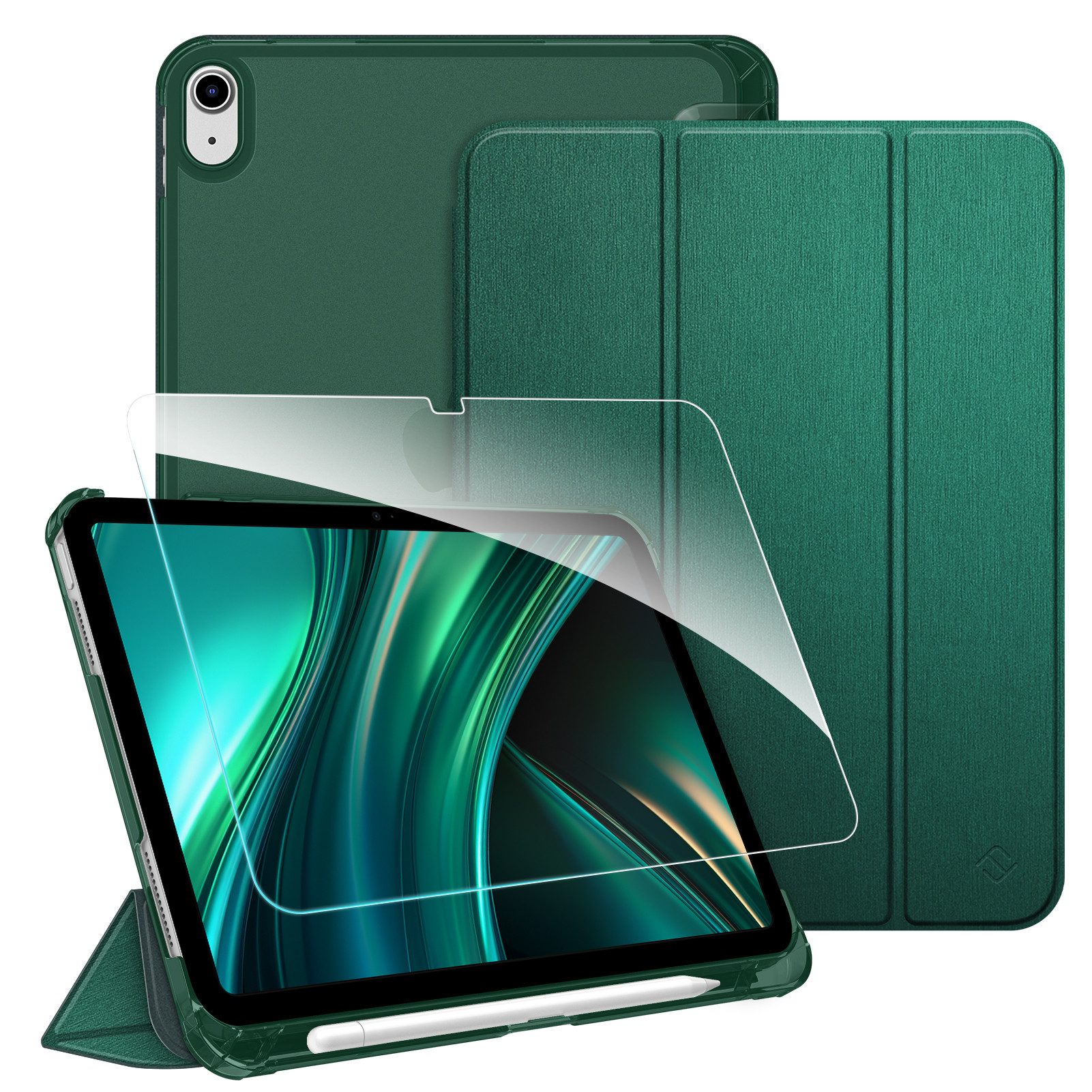 Fintie Tablet-Hülle für iPad 11 Generation 11'' 2025 (A16), iPad 10 Generation 10.9'' 2022, mit Schutzfolie-ultradünne transparente Rückseite Case mit Stifthalter
