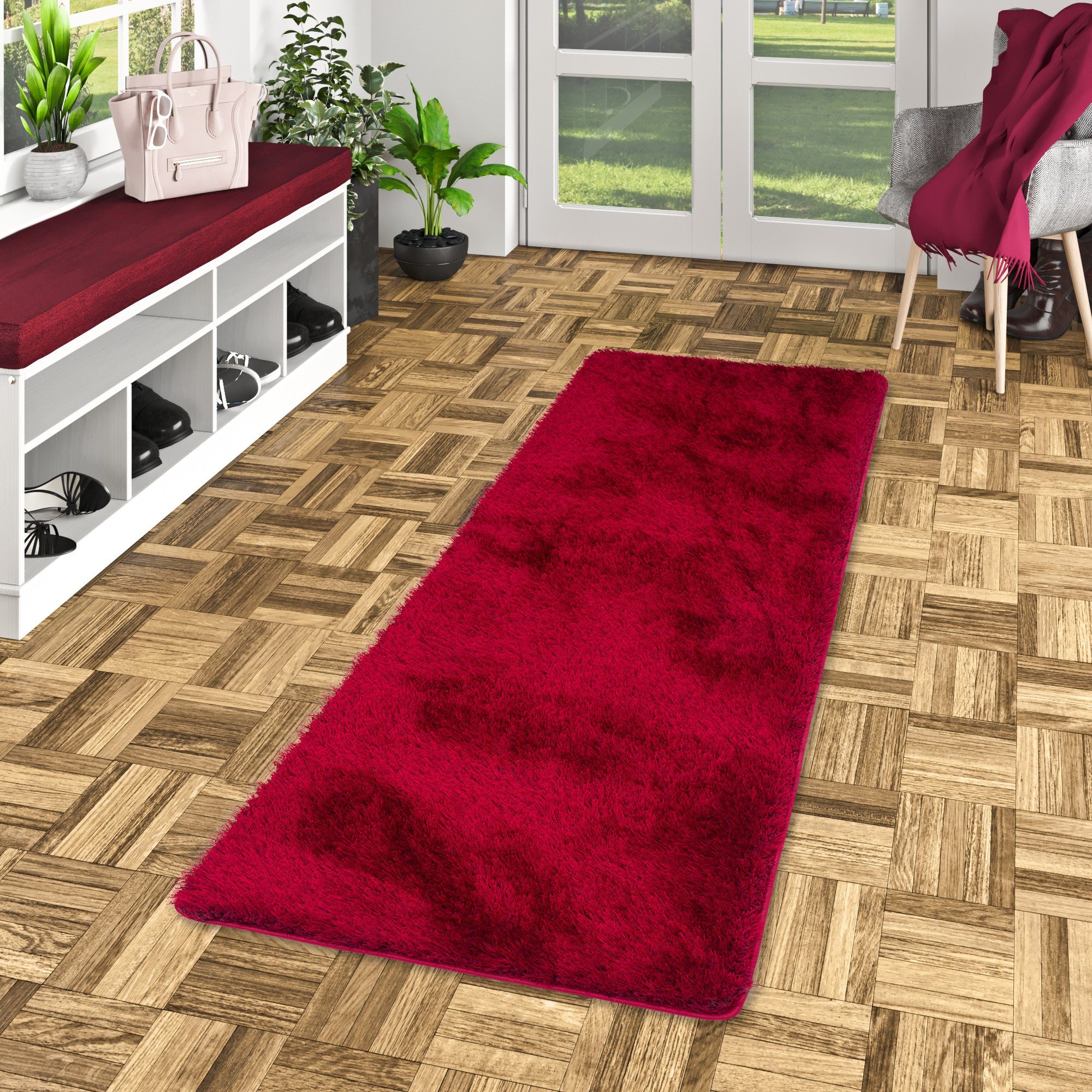 Snapstyle Hochflor-Teppich Hochflor Shaggy Teppich Feeling Mix Läufer, Rechteckig, Höhe: 48 mm
