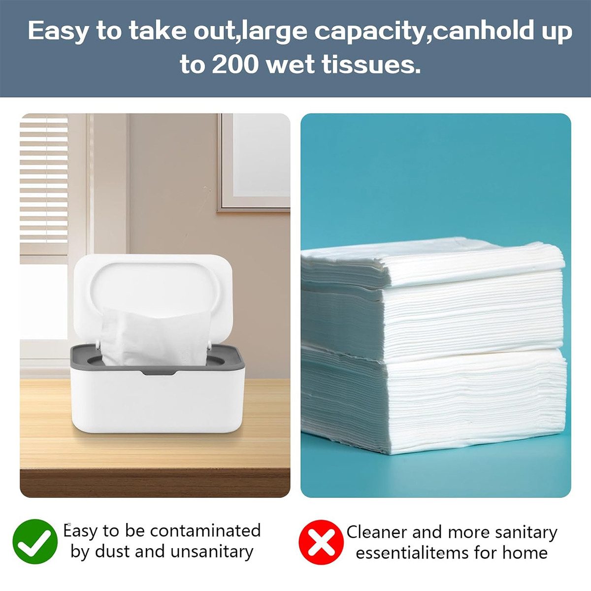 XDeer Papiertuchbox Tissue Boxen mit Deckel Hält Feuchttücher Frisch Serviettenbox, Tissue Box Baby Tücherbox Toilettenpapier Box Feuchttücher Box