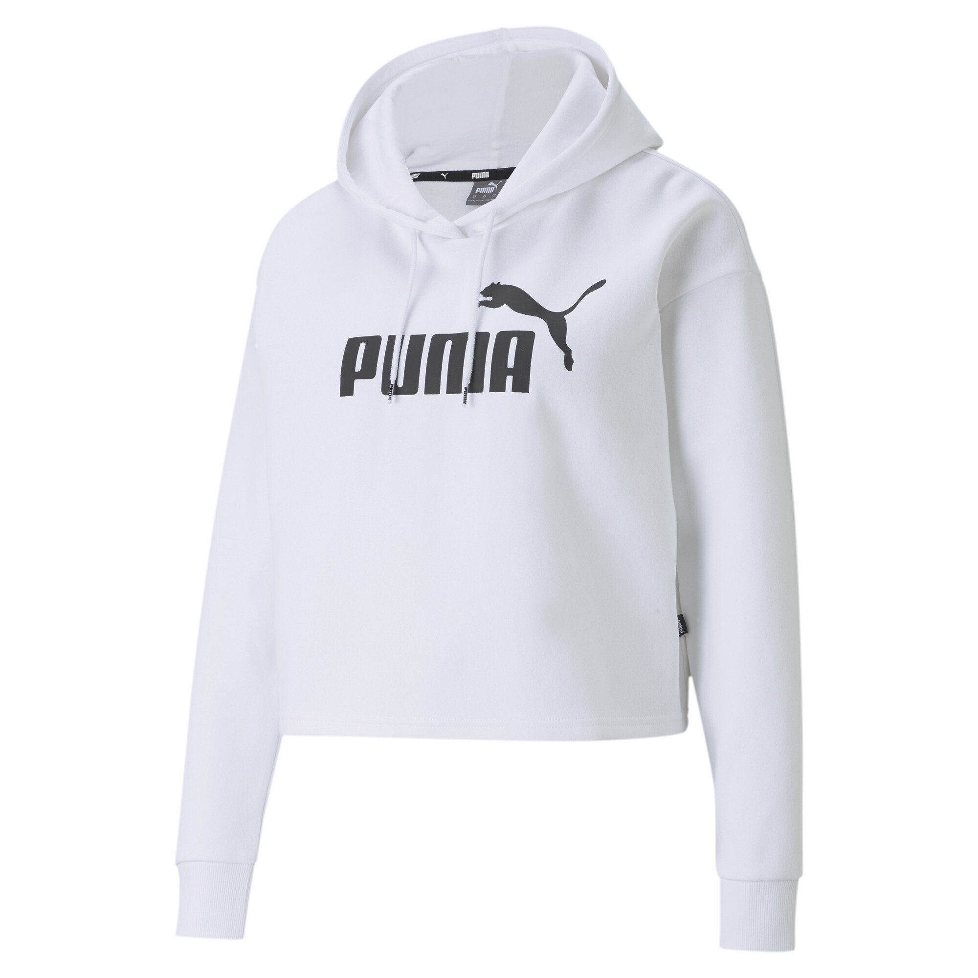PUMA Sweatshirt Essentials+ Cropped Logo Hoodie Damen White