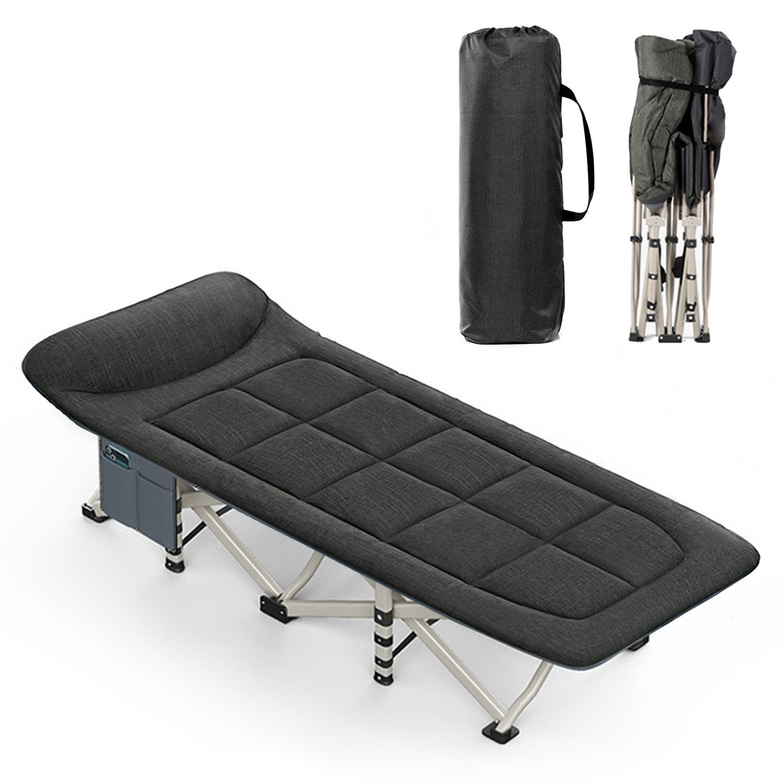 CALIYO Feldbett Campingbett feldbett klappbar, Faltbar Gästebett bis 150 kg für Indoor, Outdoor, Strand und Garten