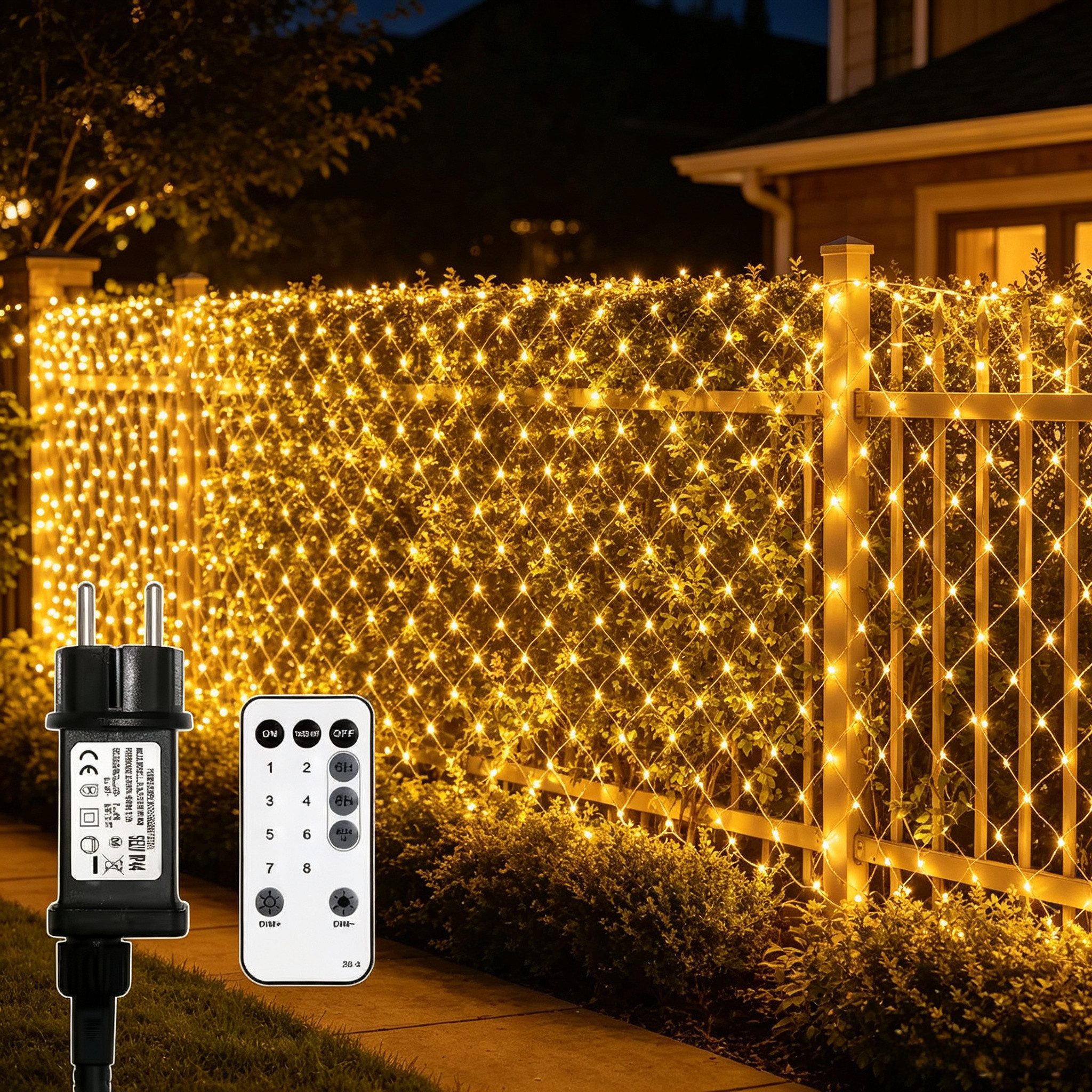 OZAVO LED-Lichternetz 3x2m, Led Lichterkette mit Fernbedienung & Timer & 8 Modi, 200-flammig, Lichterkette Außen für Büsche Garten Weihnachtsbaum Zimmer Balkon