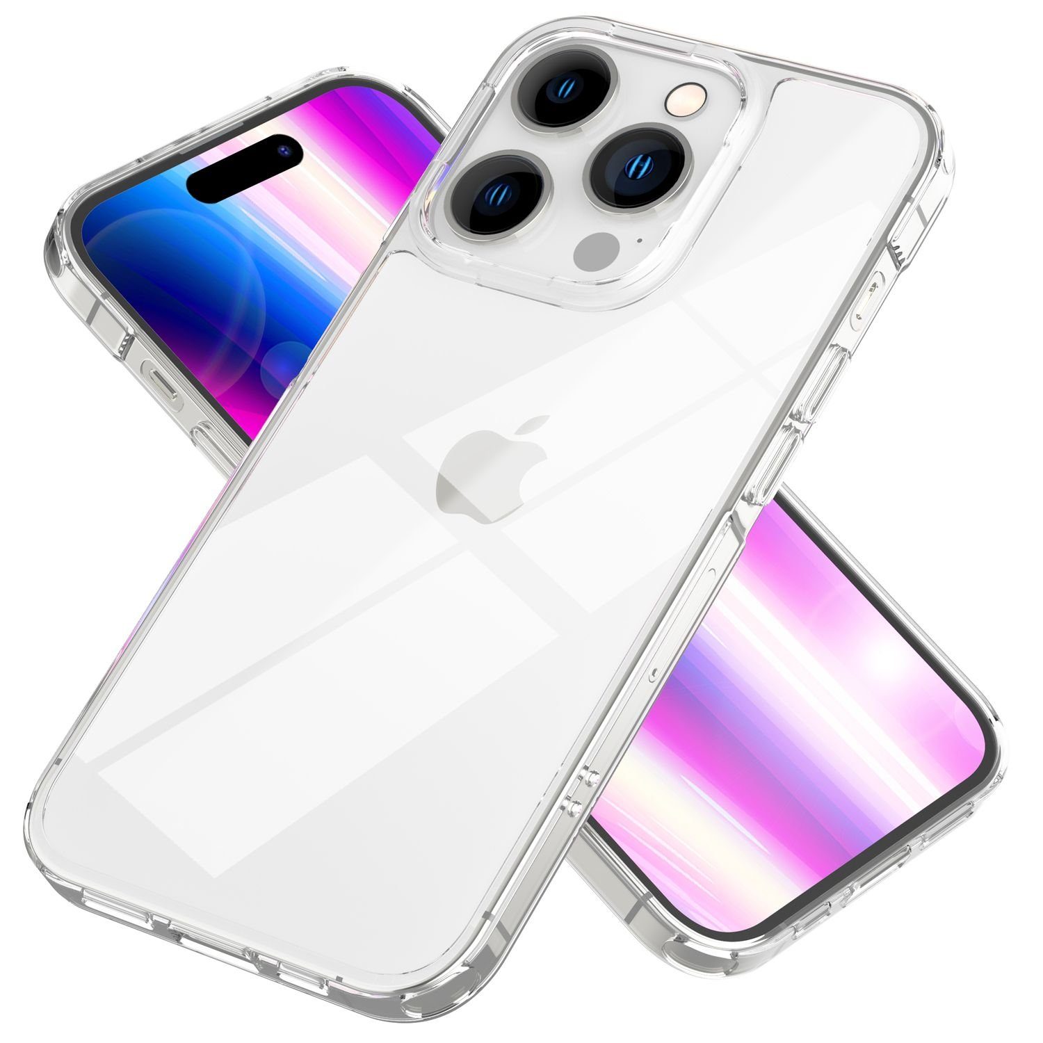 Nalia Smartphone-Hülle Apple iPhone 14 Pro Max, Klare Harte Hülle / Transparent / Anti-Gelb / Kratzfest / Clear Cover