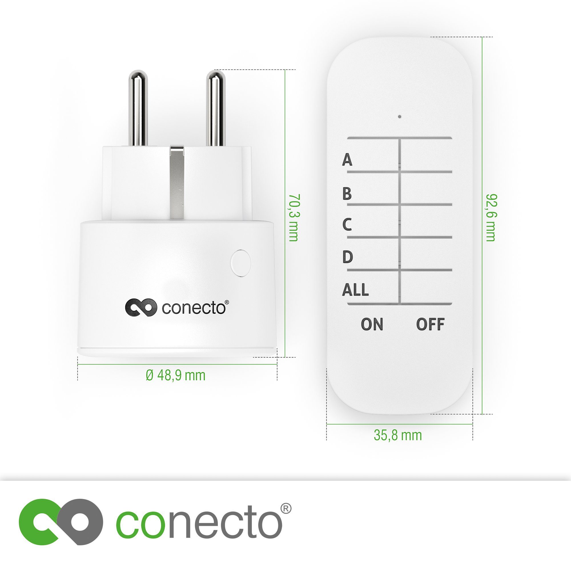 Watt 2er, Funksteckdose Set conecto Funksteckdose, 2-St. 2300 conecto Weiß, Funk-Steckdosen