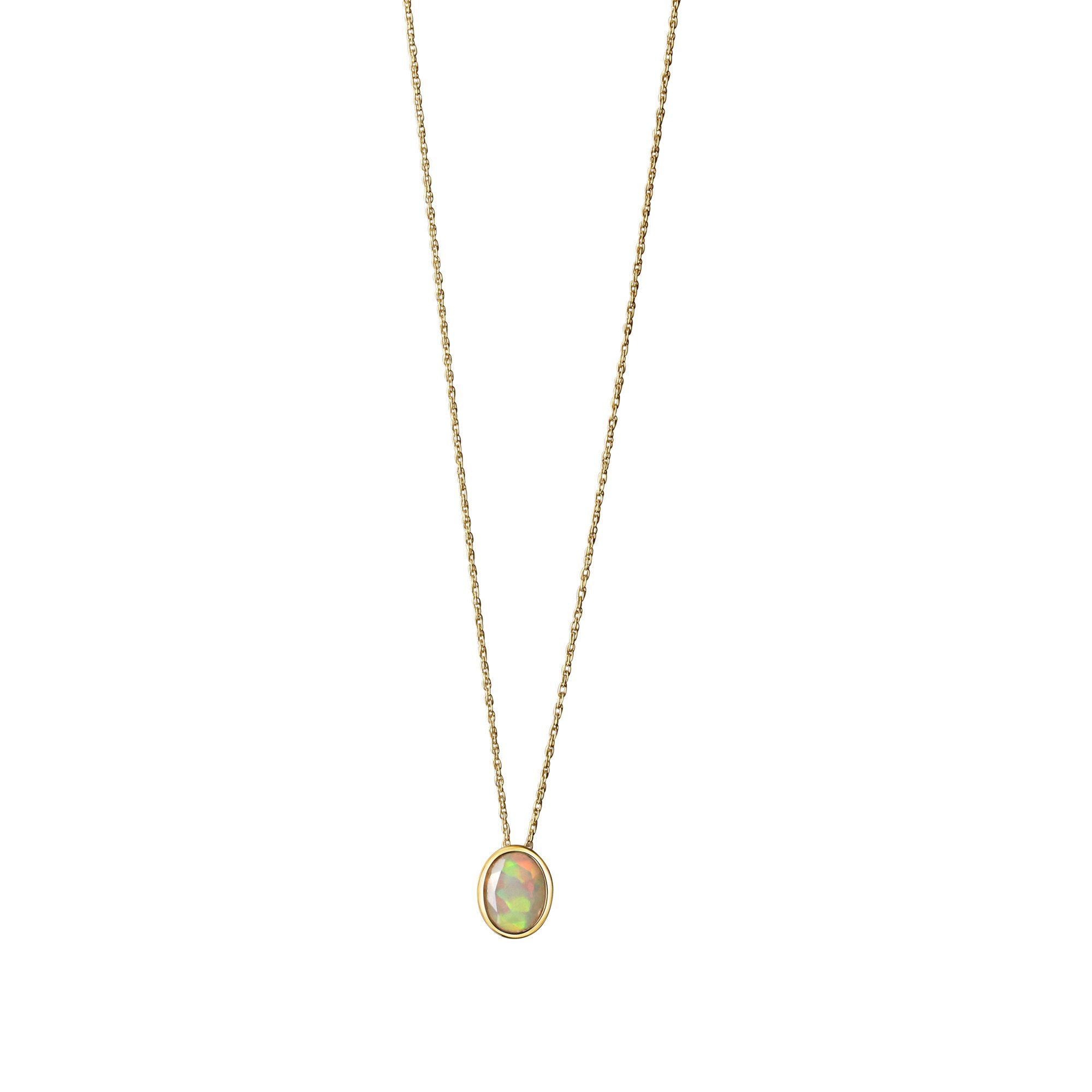 Vivance Kette mit Anhänger 585/- Gelbgold glanz oval Opal