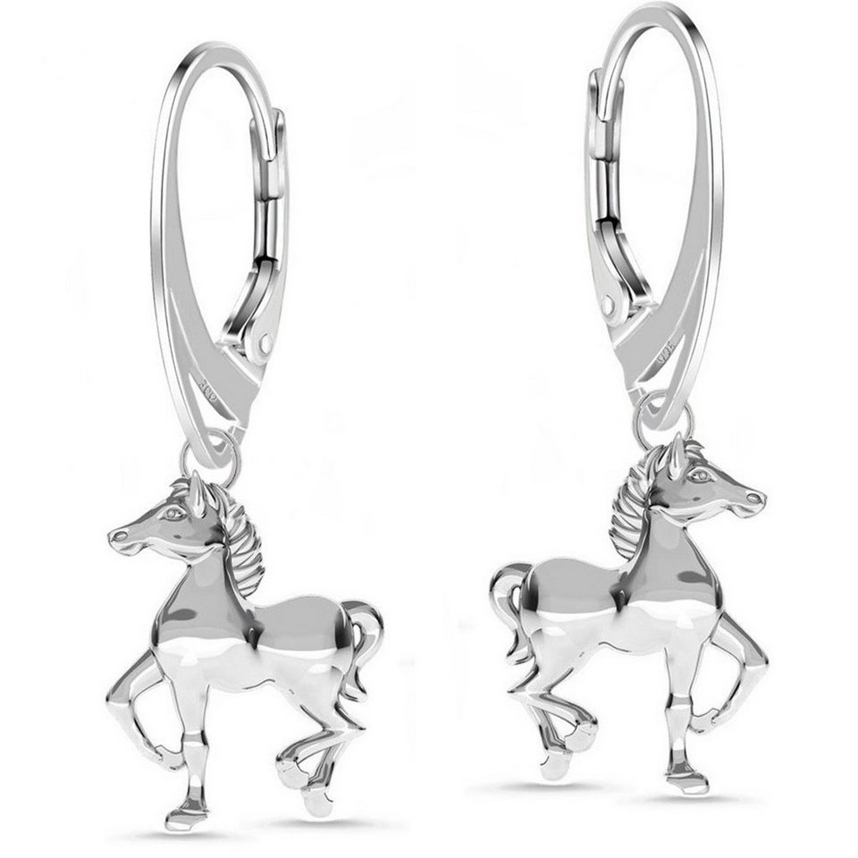 Goldene Hufeisen Paar Ohrhänger Pferd stabile Brisur Ohrringe aus 925  Sterling Silber Pferde (1 Paar, inkl. Schmuckbox)