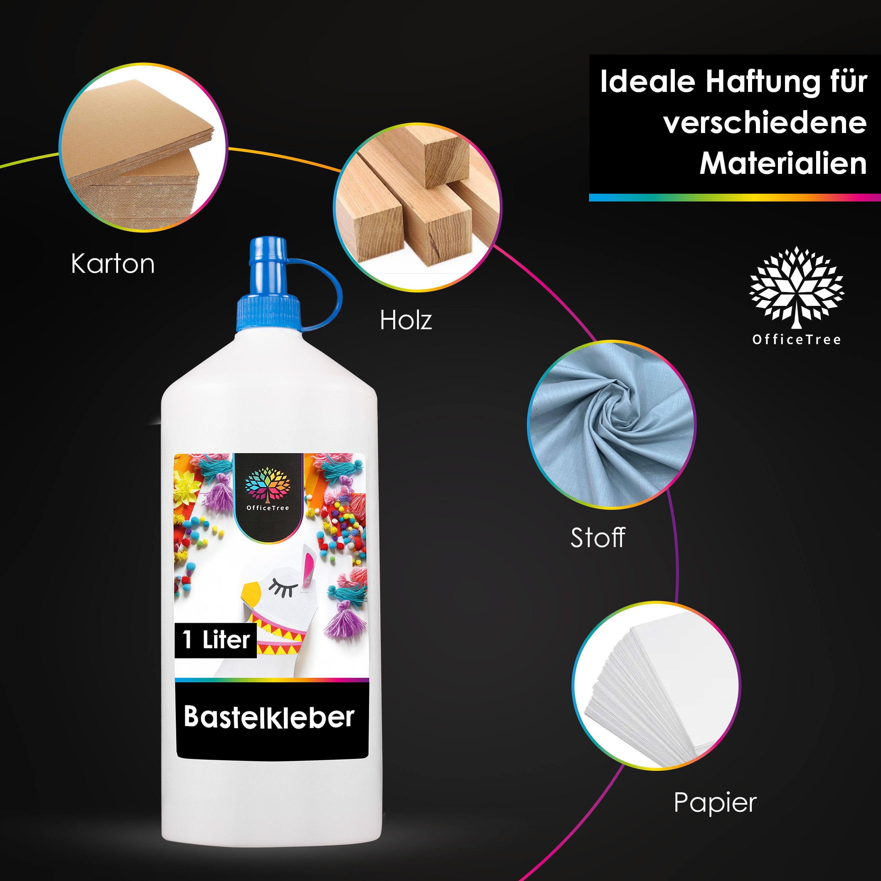 OfficeTree Wok OfficeTree Bastelkleber 1 Liter - Transparent Trocknend, (Set) – Bild 5 von 5
