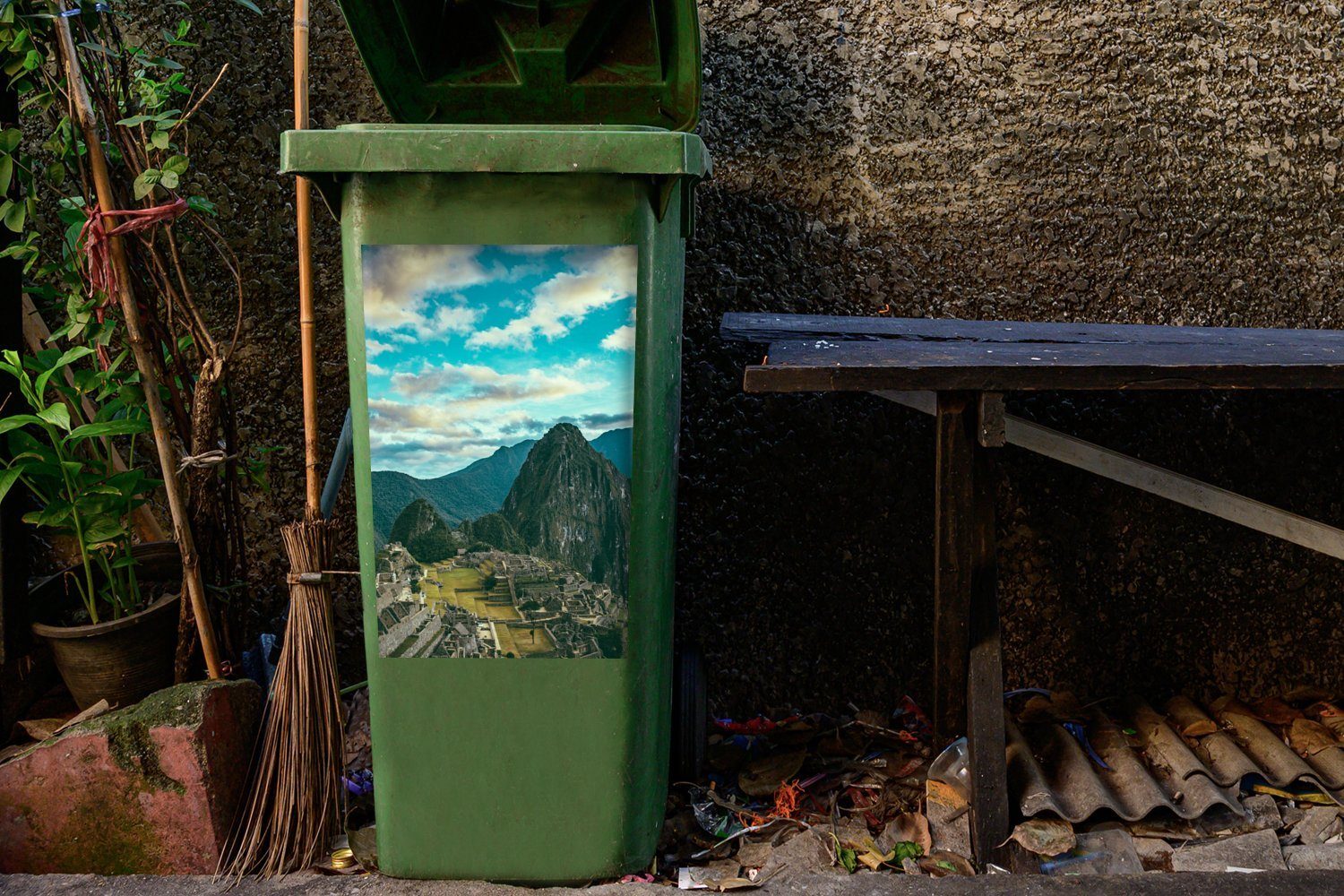 Peru Mülleimer-aufkleber, Container, St), Picchu (1 - Sticker, Mülltonne, - Wandsticker Abfalbehälter Berg Machu MuchoWow