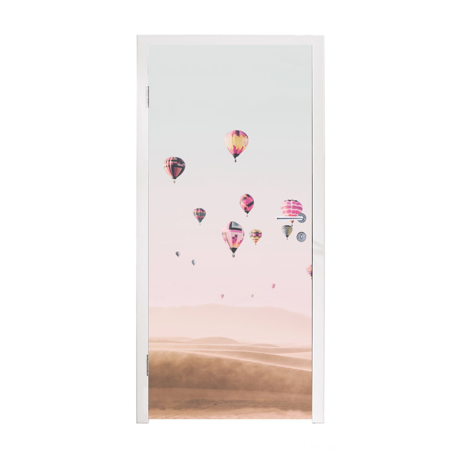 MuchoWow Türtapete Heißluftballon - Wüste - Himmel - - Tür, Landschaft für bedruckt, Matt, cm Natur, (1 Türaufkleber, Fototapete 75x205 St)