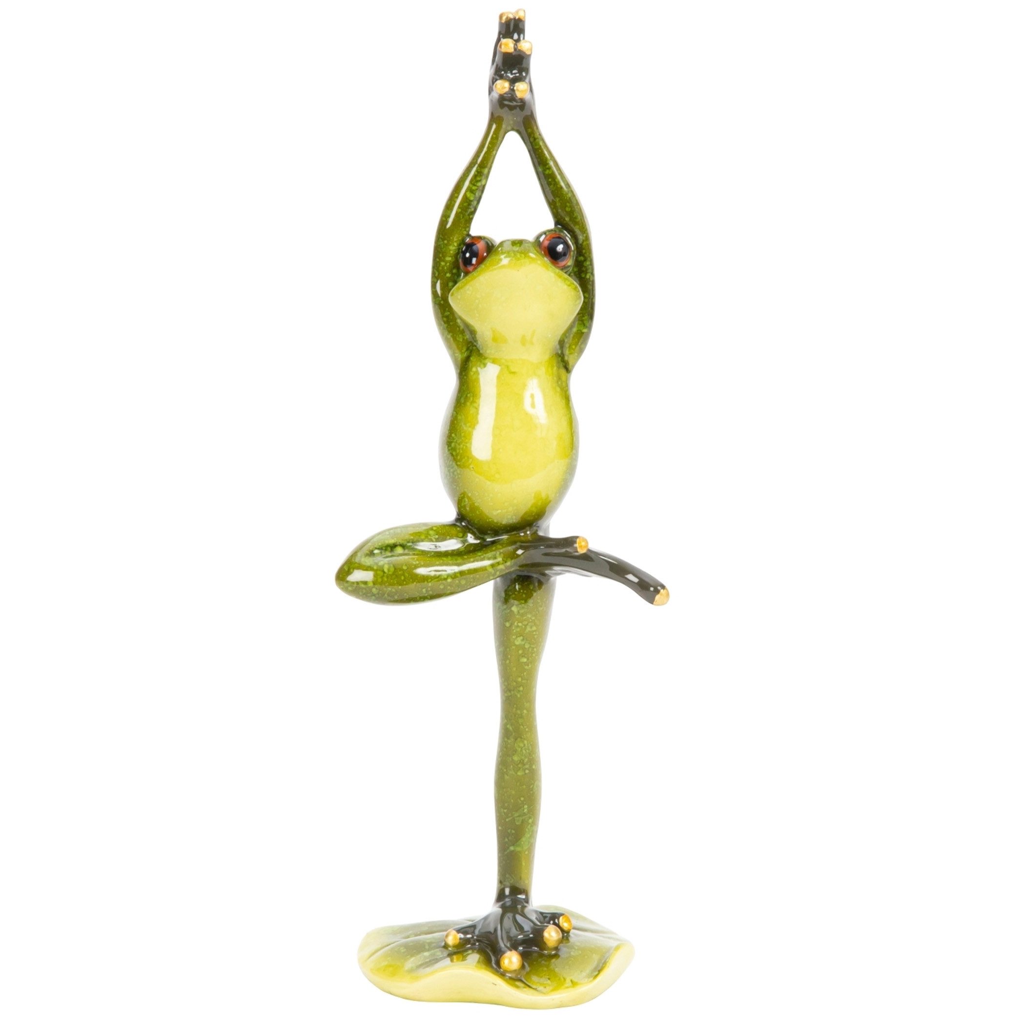 XiRRiX Dekofigur Frosch in Yoga-Position – Dekorative Fgur aus Polyresin (auf Blatt für Wohnzimmer, Bad, Wellness Bereich), und Geschenk für Entspannung Fans