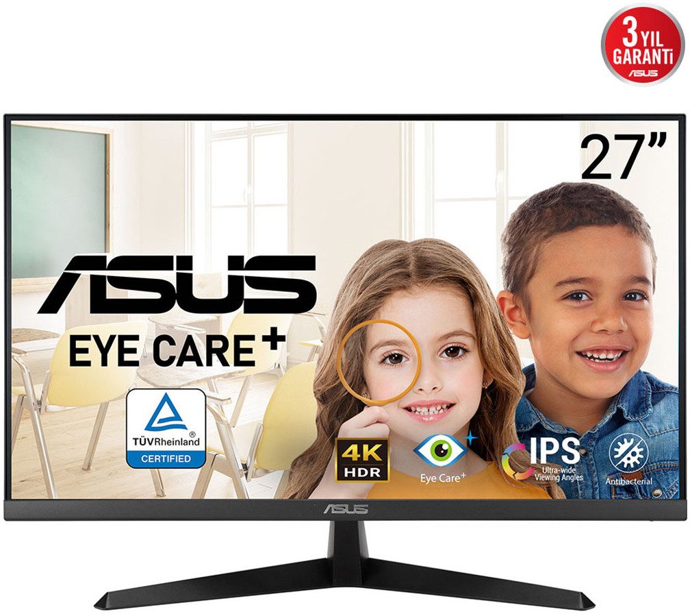 Asus VY27UQ LED-Monitor (69 cm/27 ", 3840 x 2160 px, 4K Ultra HD, 5 ms Reaktionszeit, 60 Hz, IPS)