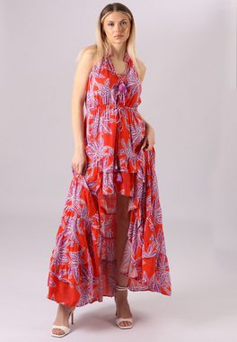 YC Fashion & Style Sommerkleid "Rotes Tropen-Maxikleid mit Vokuhila-Design"