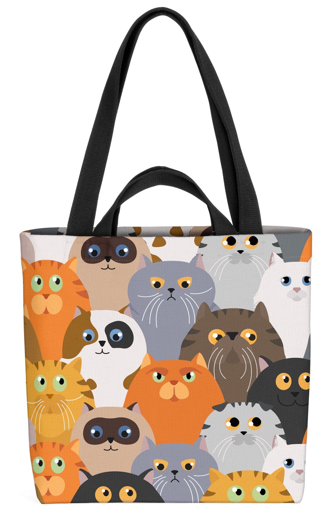 VOID Henkeltasche (1-tlg), Cartoon Katzen Haus-Katze Wild-Katze gemustert H günstig online kaufen
