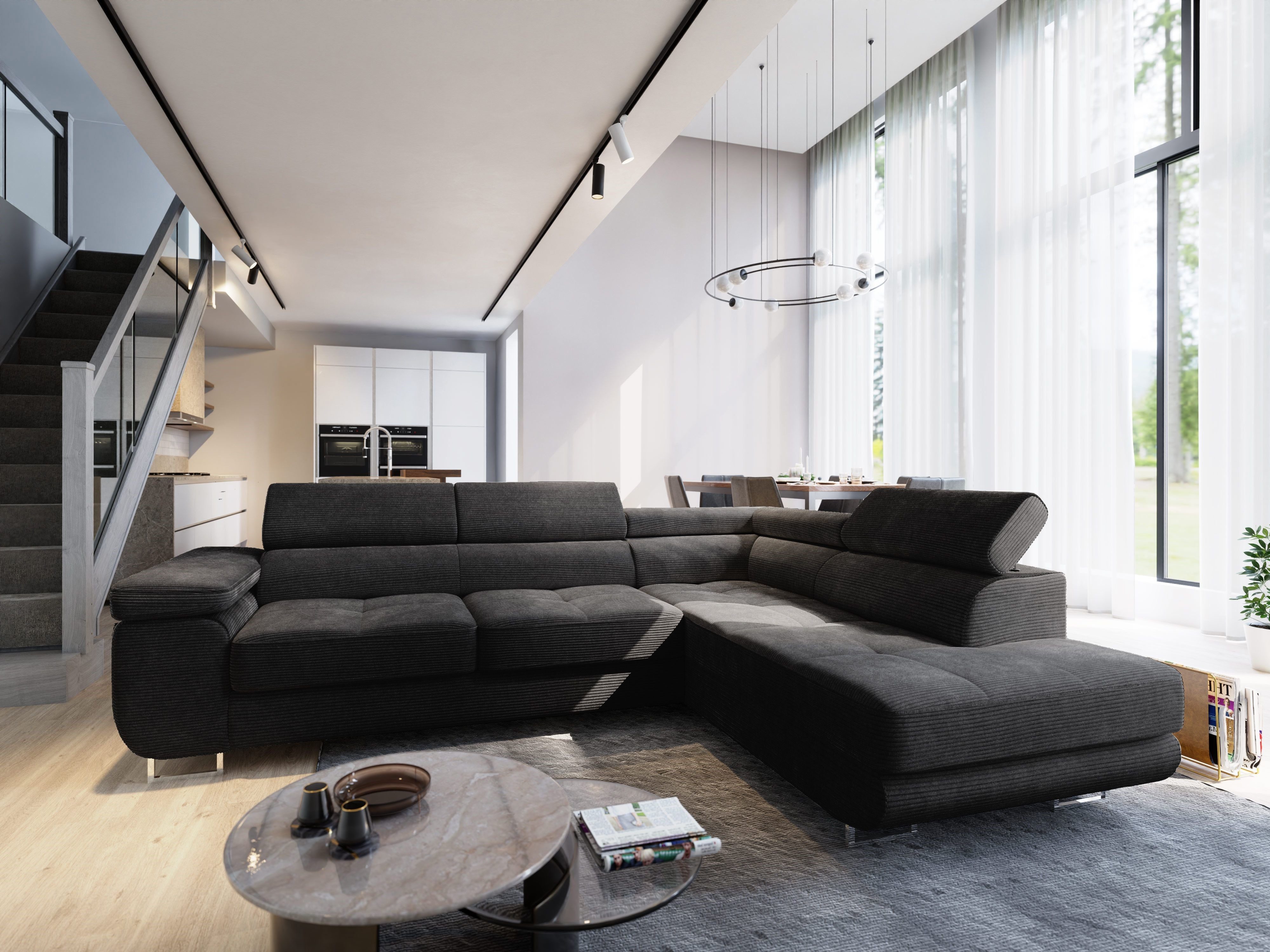 Masseno Ecksofa APIRO mit Schlaffunktion L-Form, Sofa mit Bettkasten günstig online kaufen