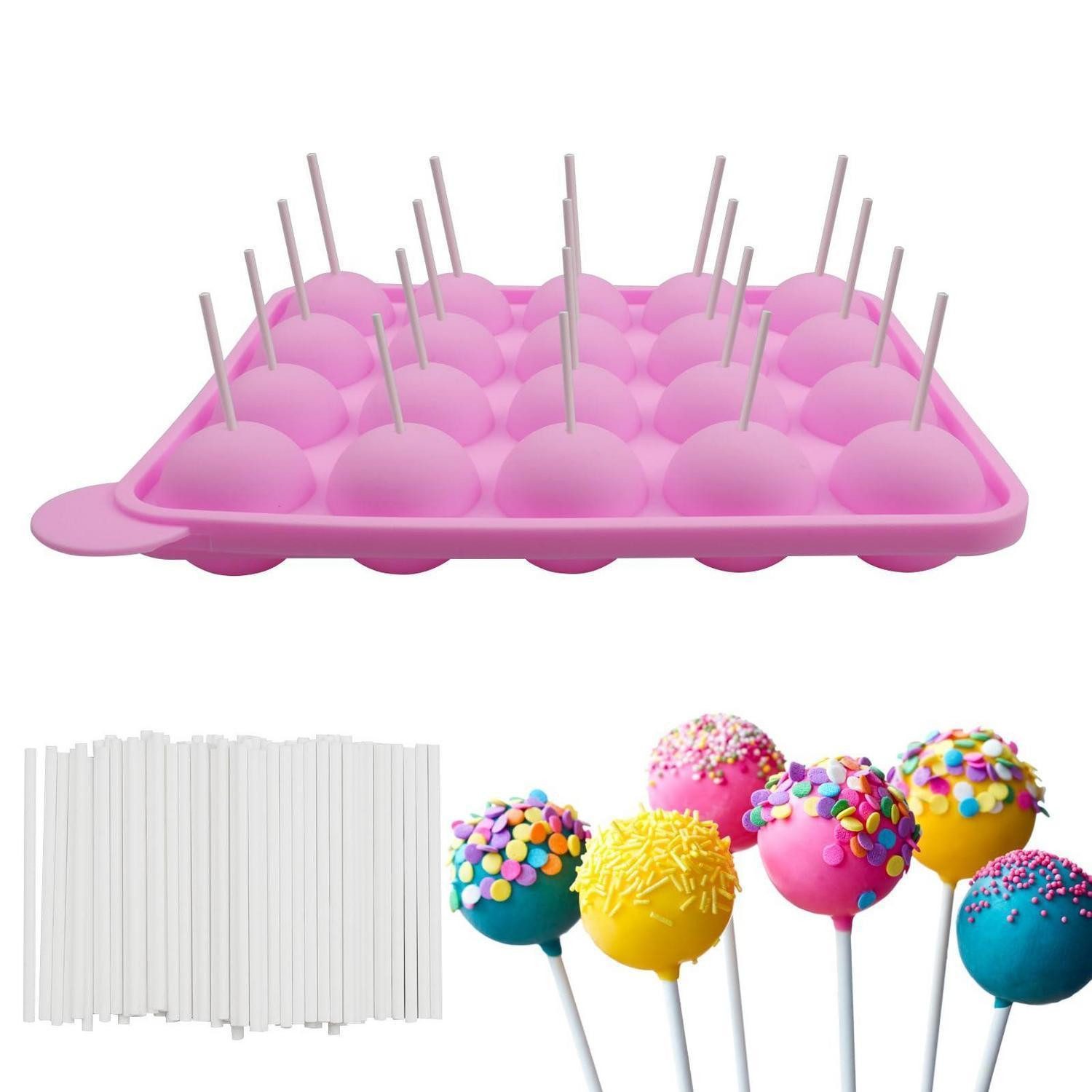 LuxusKollektion Cake-Pop-Form Cake Pop Form Silikon 20 Kugeln Rosa
