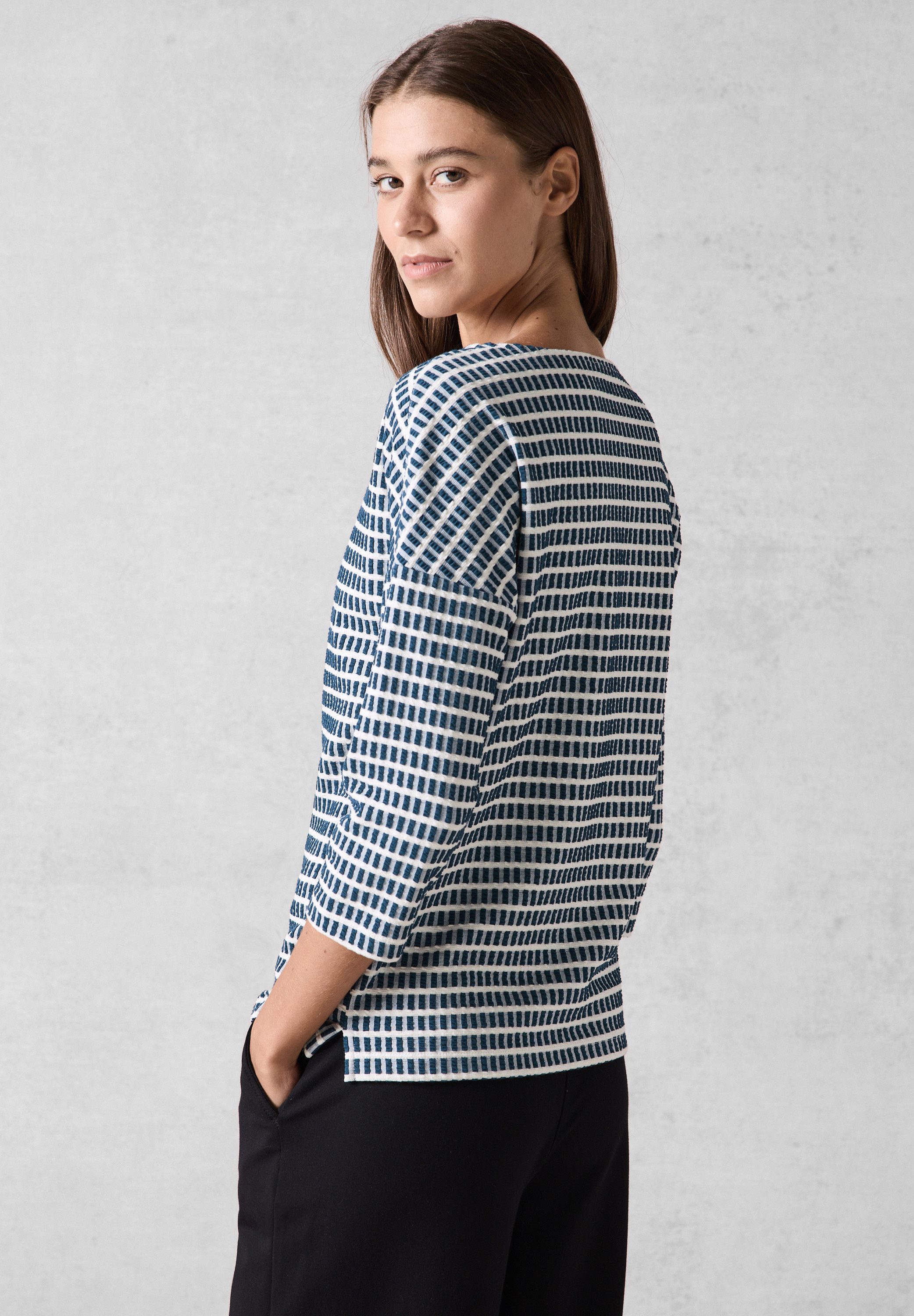 CECIL 3/4-Arm-Shirt aus softem Materialmix