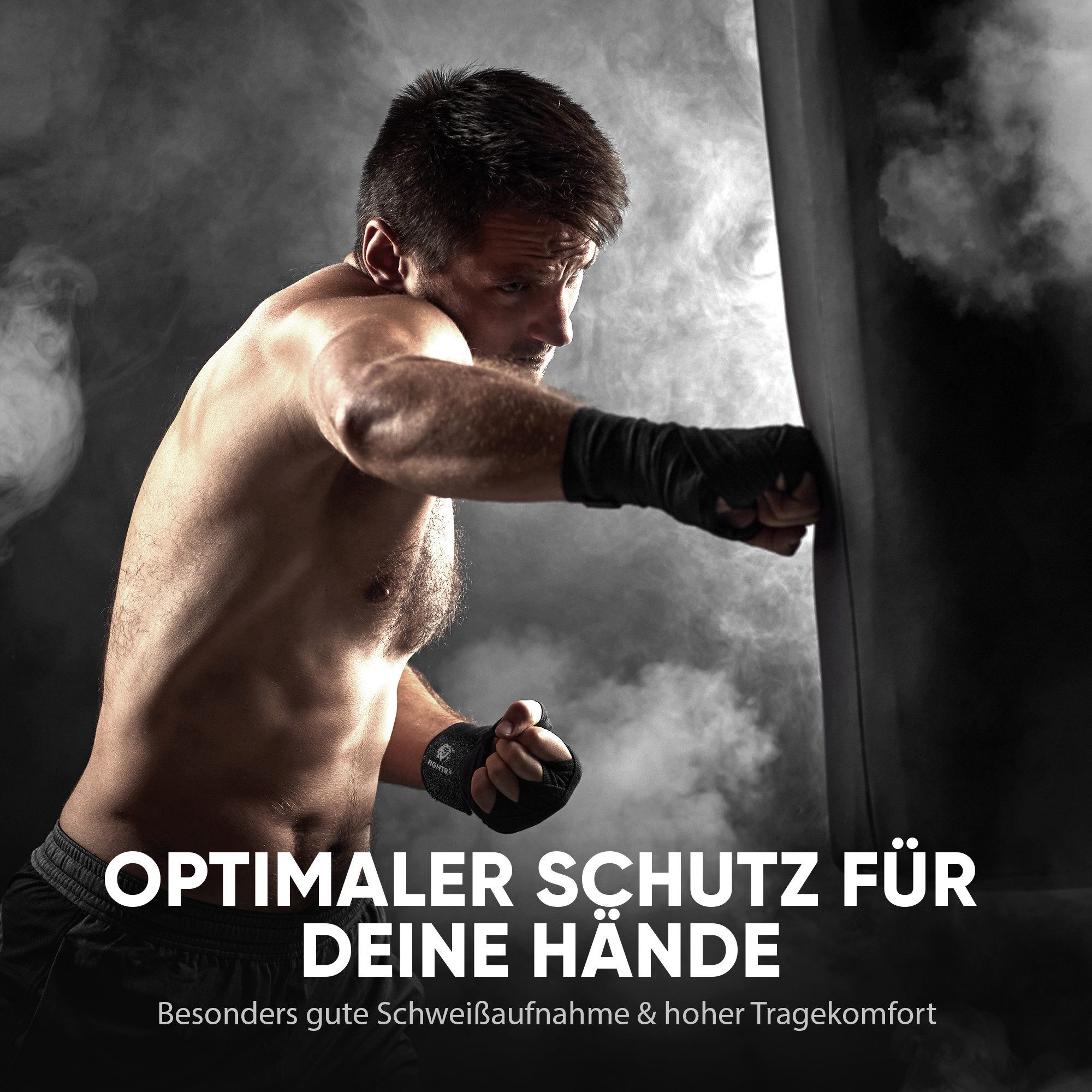 FIGHTR Boxbandagen für max. Stabilität und Sicherheit, 4m halb elastische Bandage