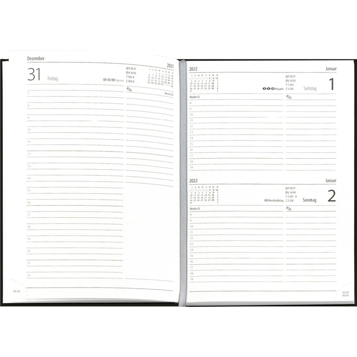 GÜSS Kalender Buchkalender Buchkalender A5 1 Tag/Seite schwarz 2027
