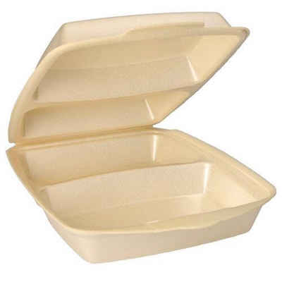 Starpak Salatbox 50 Menüboxen Deckel, XPS 2-geteilt 7,5cm x 22cm x 28,5cm beige