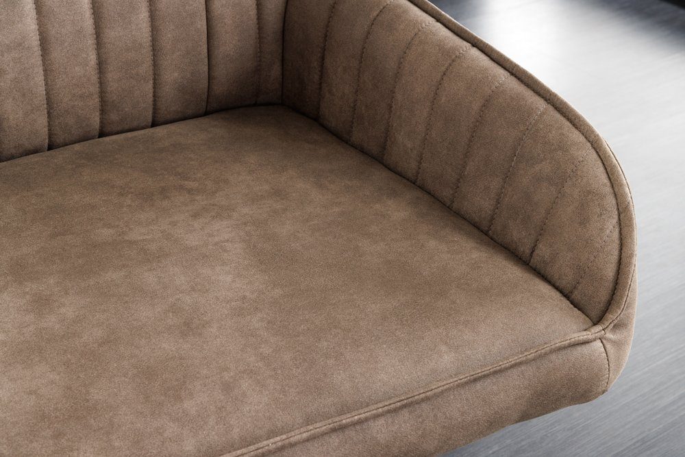 riess-ambiente Sitzbank TURIN 160cm taupe/schwarz – Microfaser, Metallbeine, mit Armlehne (Einzelartikel, 1-St), mit Ziersteppung & Sitzkomfort – ideal für Ess- – Bild 3 von 5