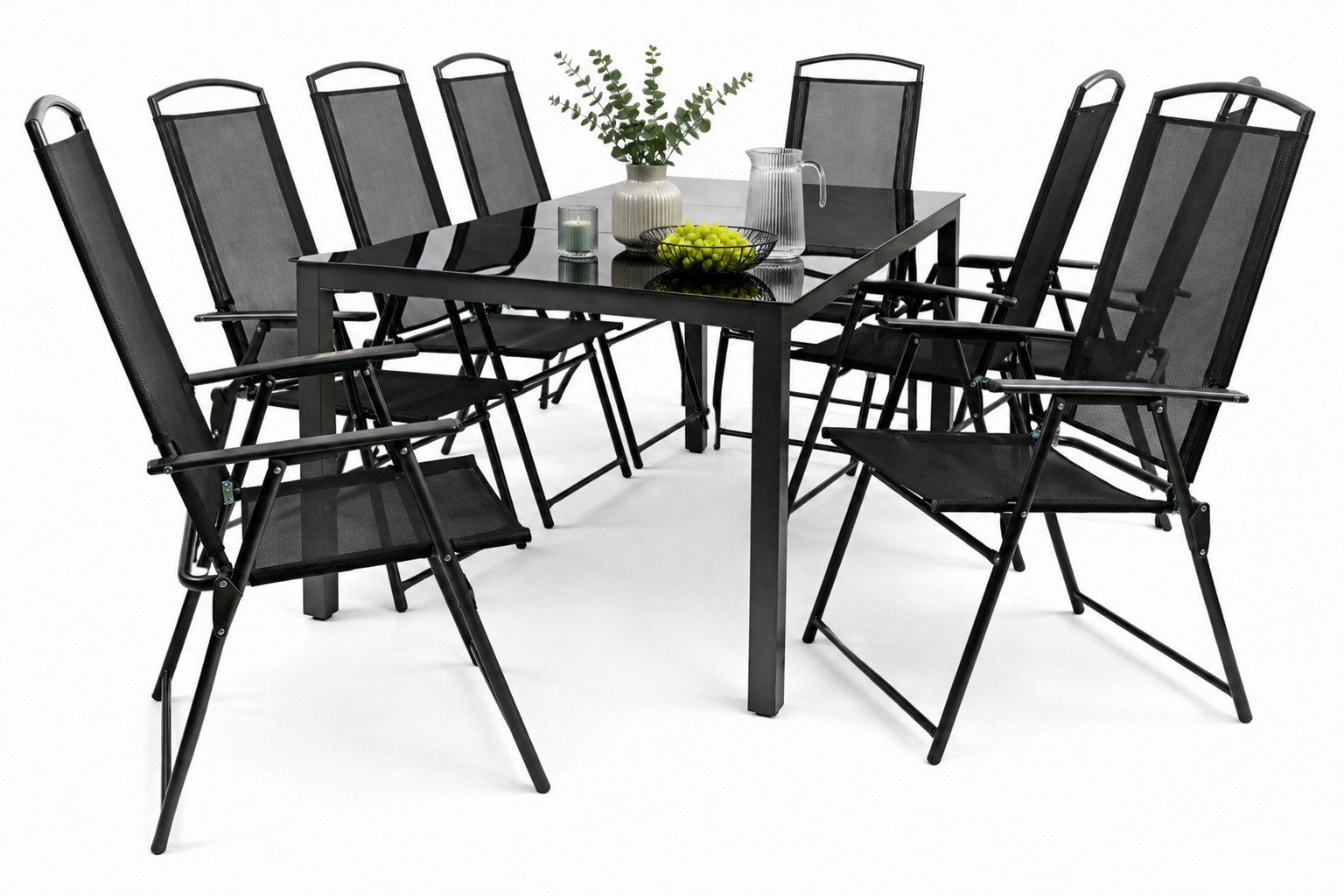 VCM Garten-Essgruppe 9 tlg Gartenmöbel-Set Garlos 8 Stühle Tisch 189x90, (Set, 9-tlg., 1x Tisch 8x Stuhl)
