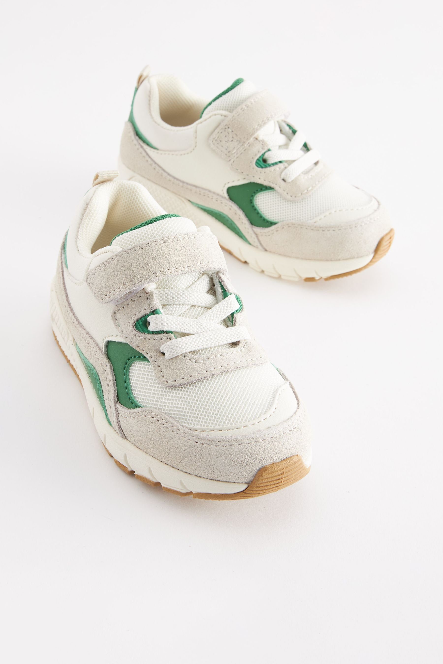 (1-tlg) Sneaker mit Next Elastischer Sportschuh White/Green Schnürung