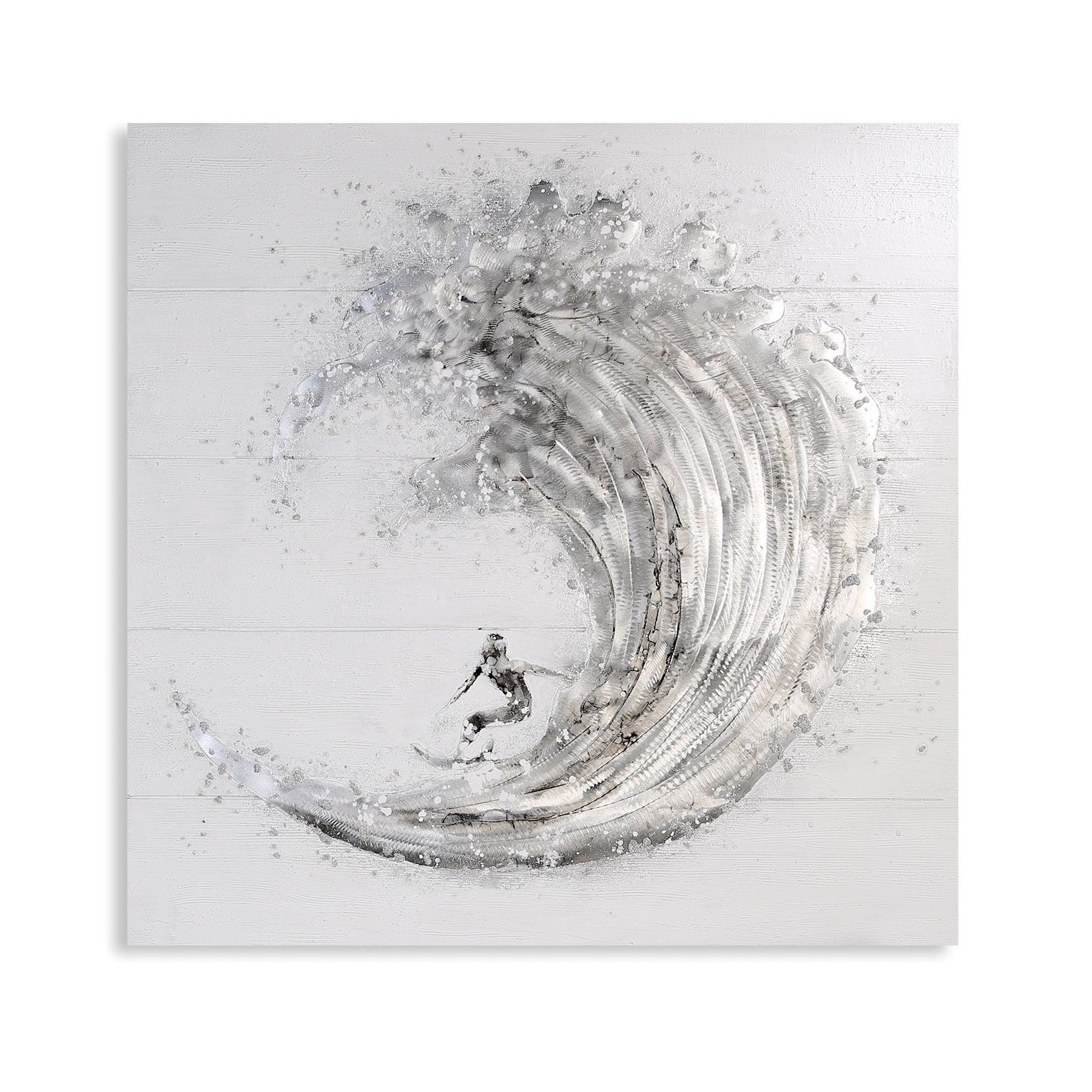 GILDE Wandbild GILDE Bild Surfer - grau-silber - H. 100cm x B. 100cm