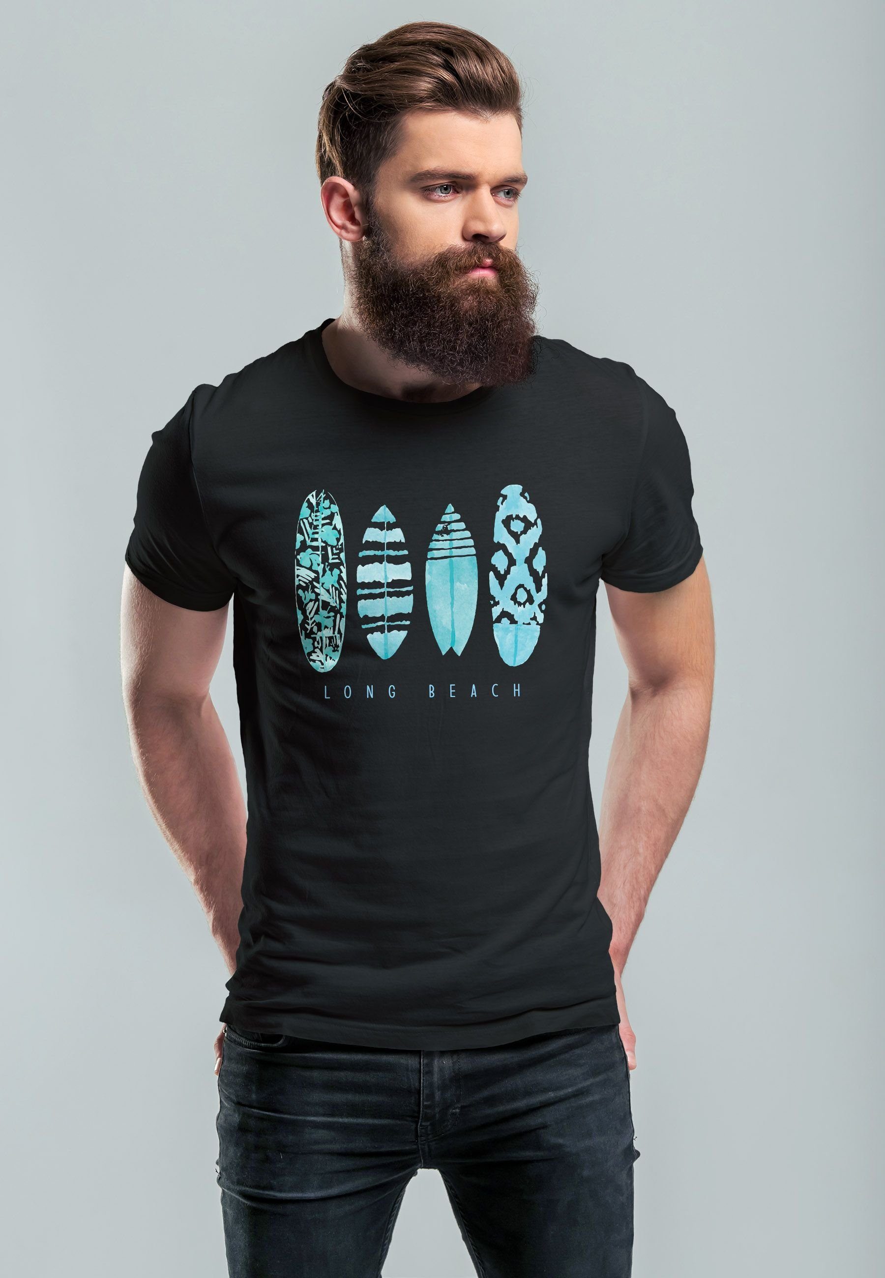 Neverless Print-Shirt Herren T-Shirt Surfing Fashion günstig online kaufen