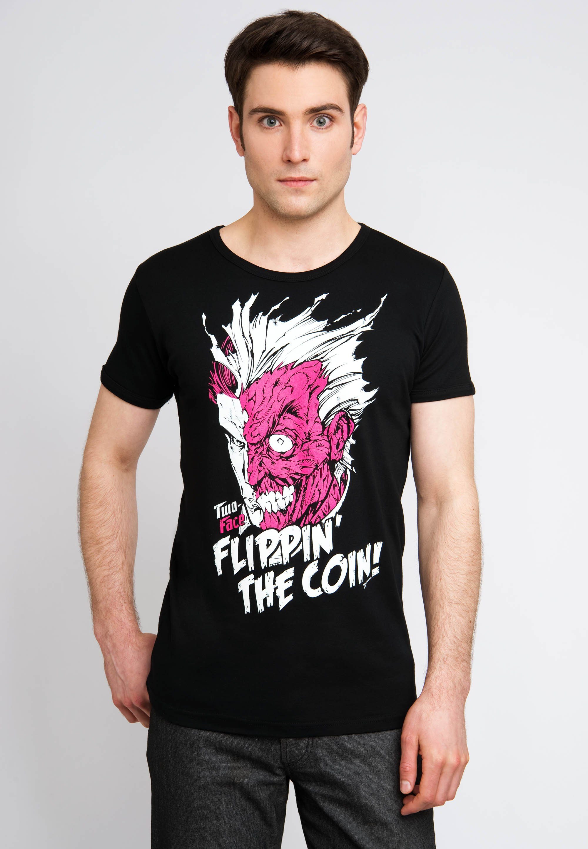 Herren Shirts LOGOSHIRT T-Shirt Two Face - Flippin- The Coin mit tollem Two Face-Print