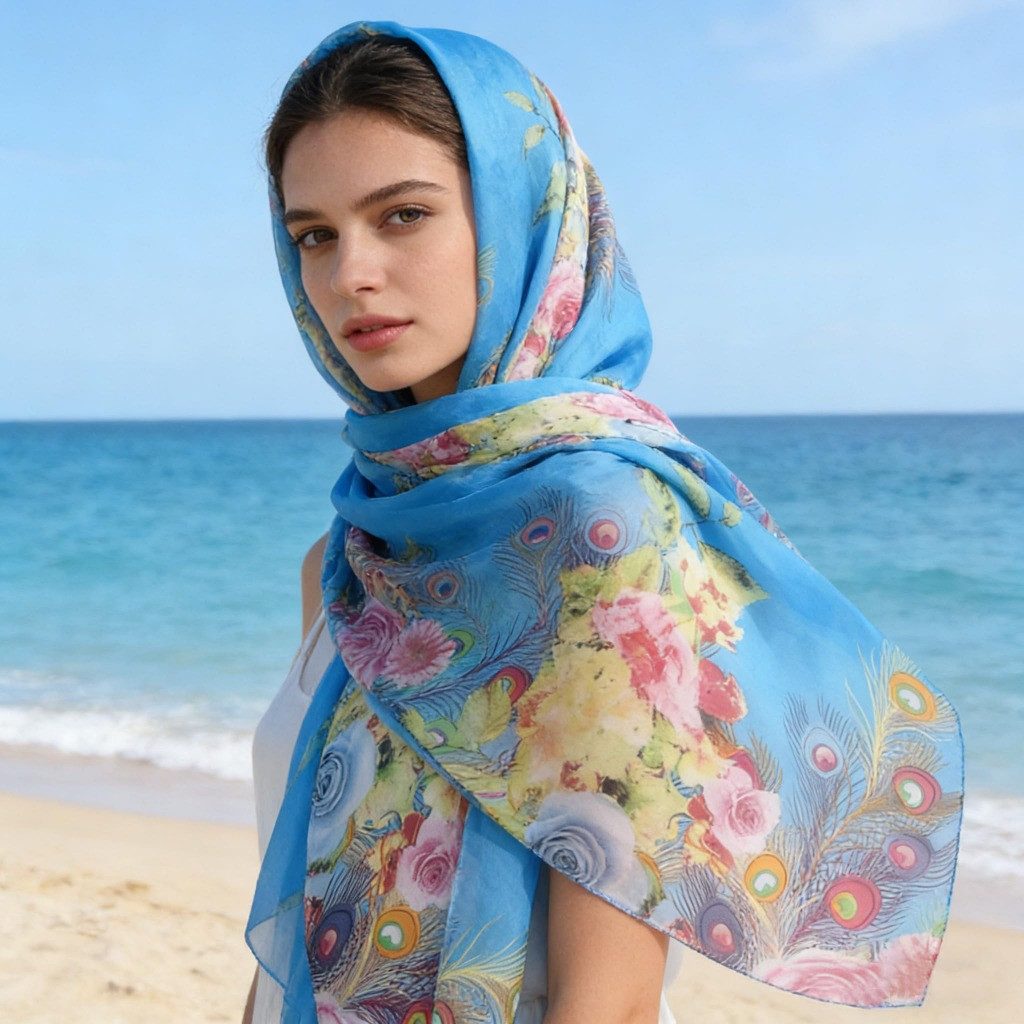 nsihing Sarong Damen Boho Strand-Sarong –Leichter Wickelrock mit floralem Muster, Strandkleid tragbar Bikini Cover-up Tuch für den Strand Wrap Überwurf – Bild 3 von 5