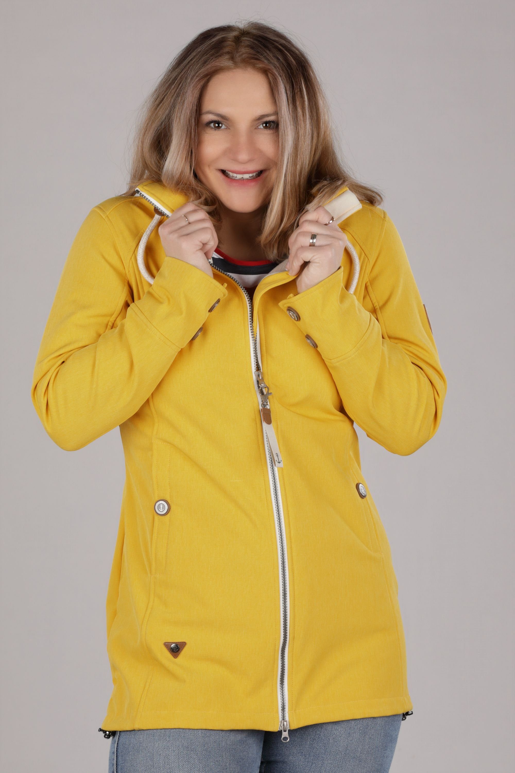 Fashion Mantel Fleece-Futter Dry mit Softshelljacke Meliert gelb Damen Kapuze Sellin Softshell und