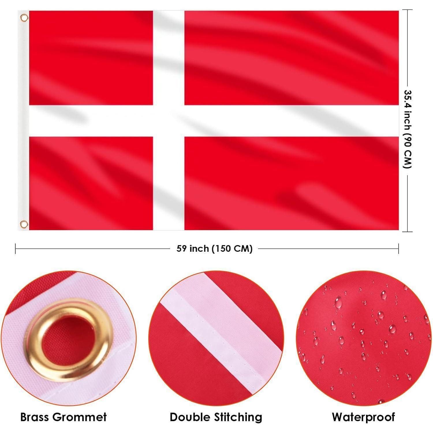 LuxusKollektion Flagge Flagge Dänemark 90x150cm Messing Ösen Fußball 1 Stück Dänemark Flagge