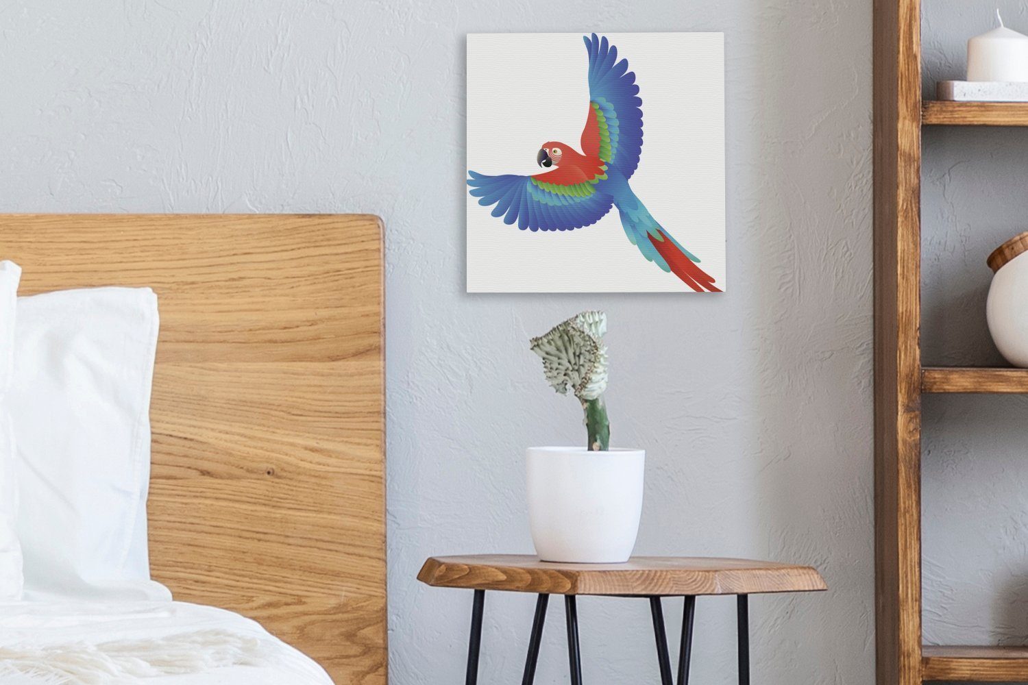 (1 St), eines Illustration bunten für Schlafzimmer OneMillionCanvasses® Wohnzimmer Leinwand Leinwandbild Eine Papageis, Bilder