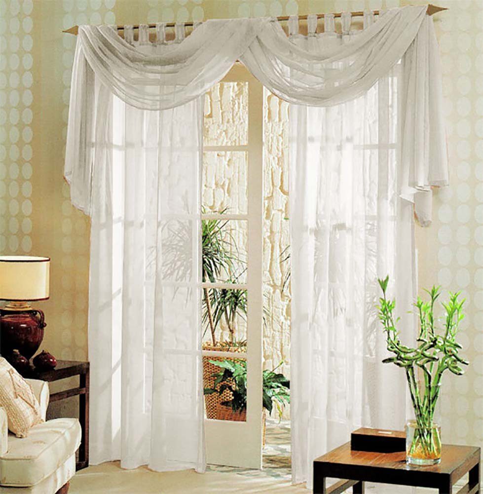 Gardinenbox Gardine (3 St), Schlaufen, transparent, Voile, Voile komplett Gardinen Set 3 teilig