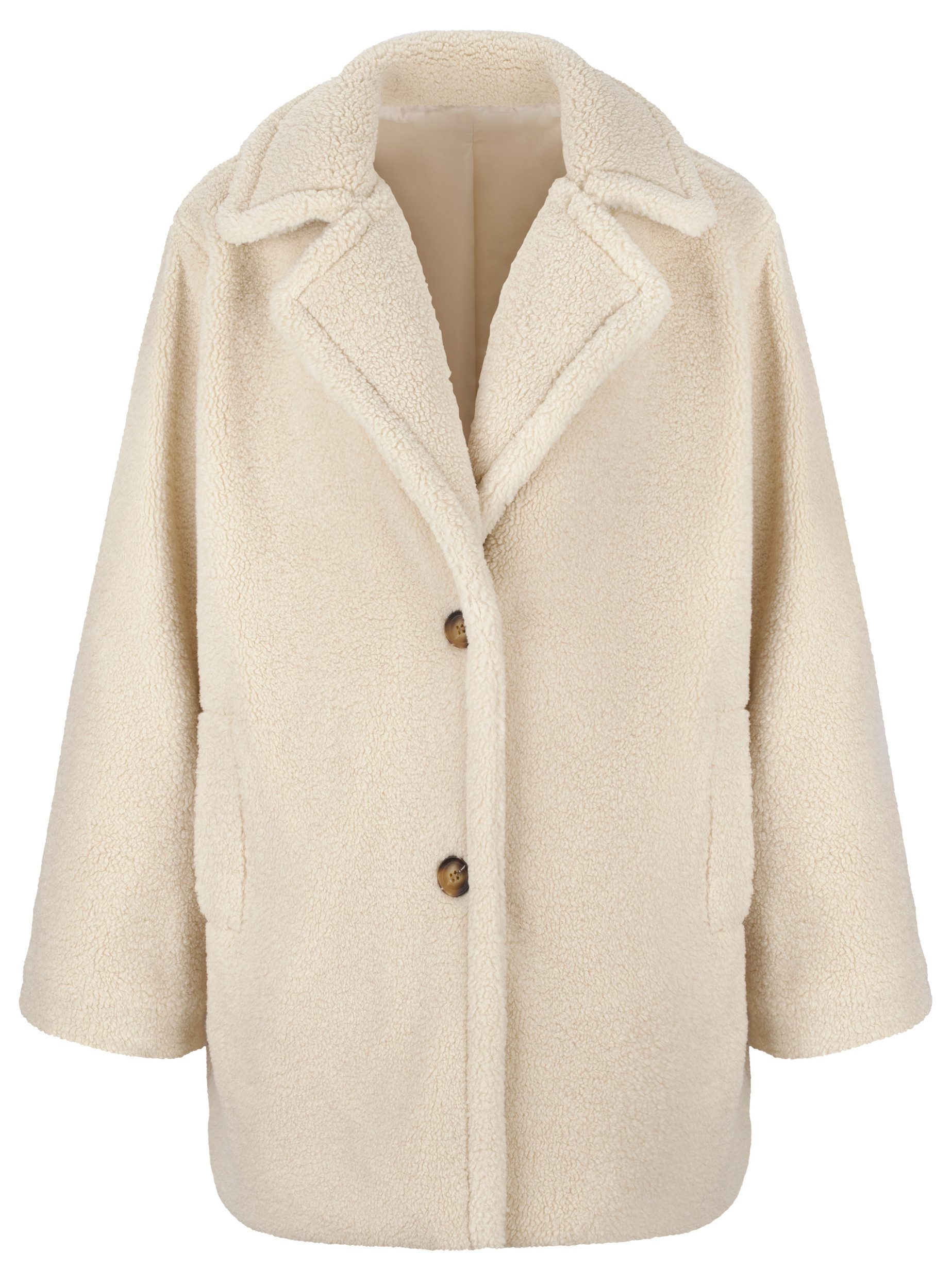 dy_mode Kurzmantel Teddyjacke Damen Kurzmantel Warme Fleecejacke Wintermantel kurz in Unifarbe, mit Reverskragen