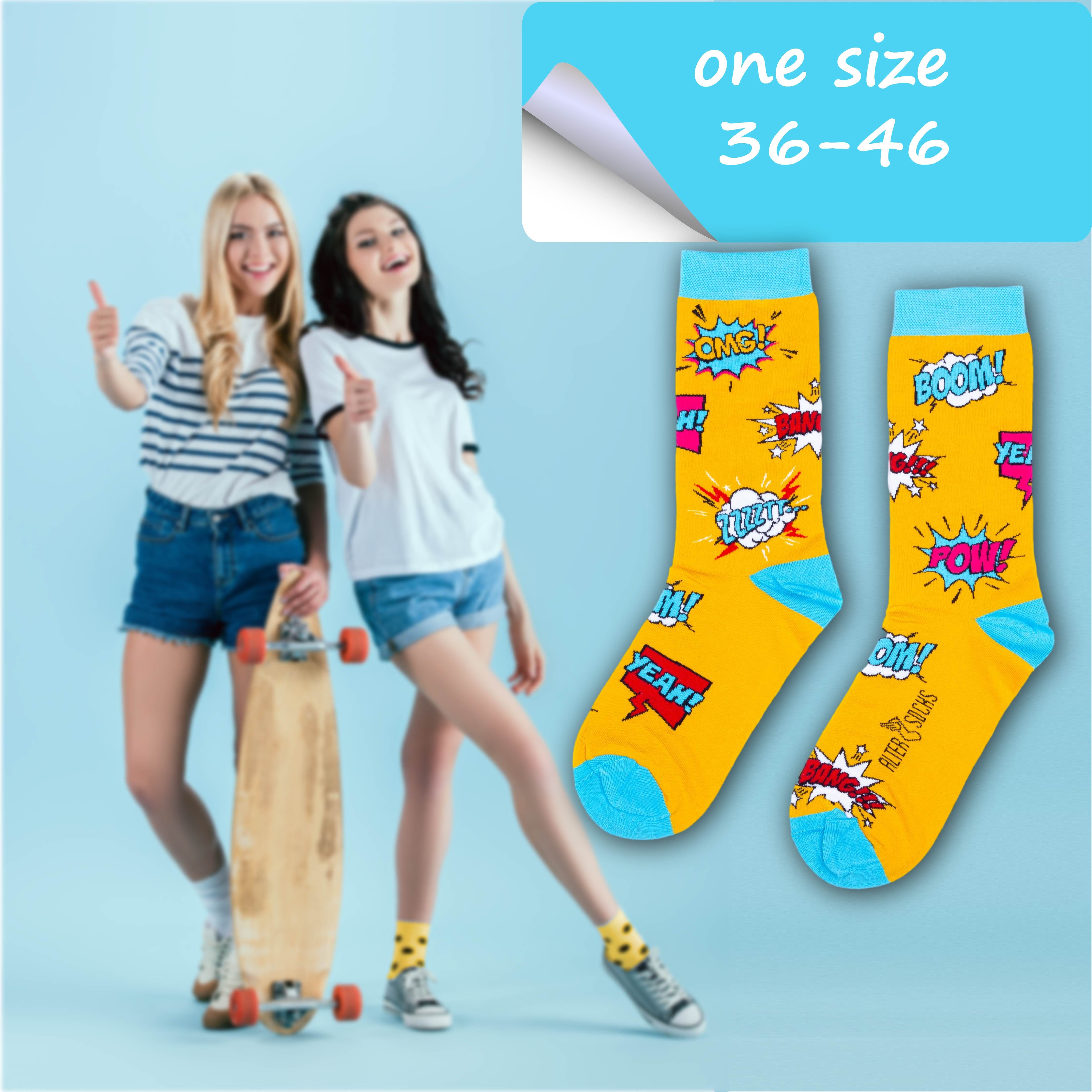 AlterSocks Freizeitsocken Lustige Socken Comic Socken Damen & Herren Unisex Größe 36 – 45