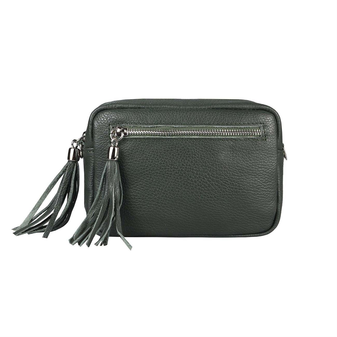 ITALYSHOP24 Schultertasche Made in Italy Damen Leder Tasche CrossOver, als Schultertasche, CrossBody, Umhängetasche tragbar