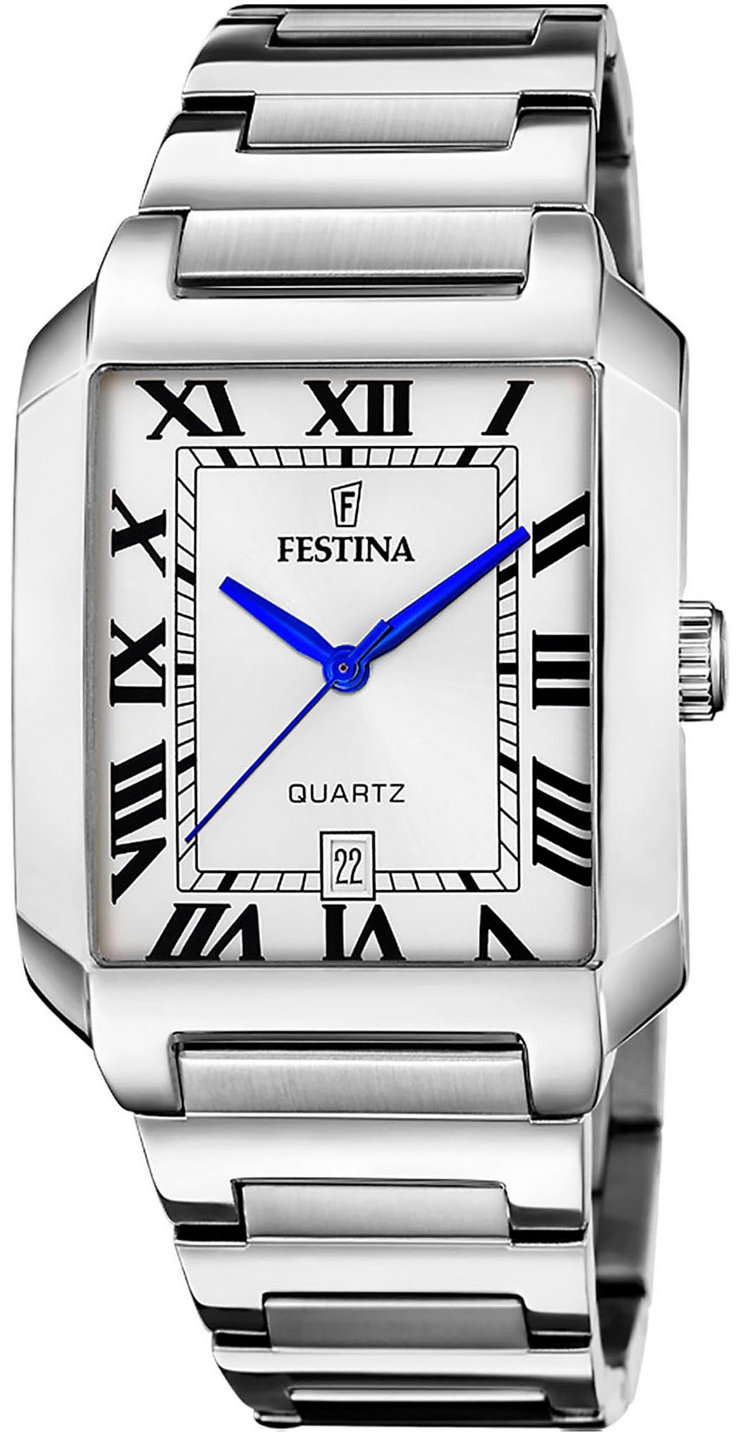 Festina Quarzuhr On The Square F20677/1, Armbanduhr, Herrenuhr, Damenuhr, Edelstahlarmband, Datum