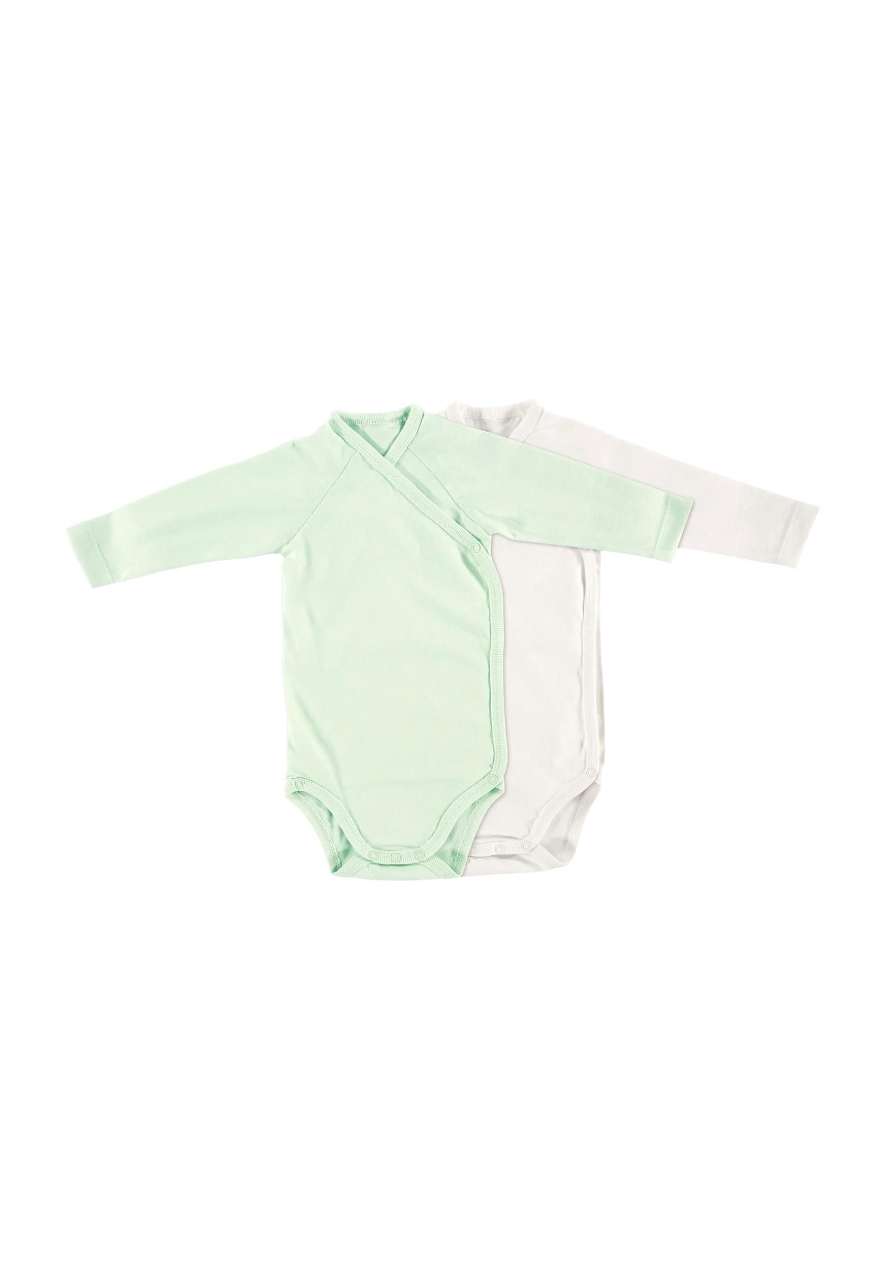 Alvi® Wickelbody Baby Bodys 2er Langarm (2-tlg) praktische Druckknöpfe