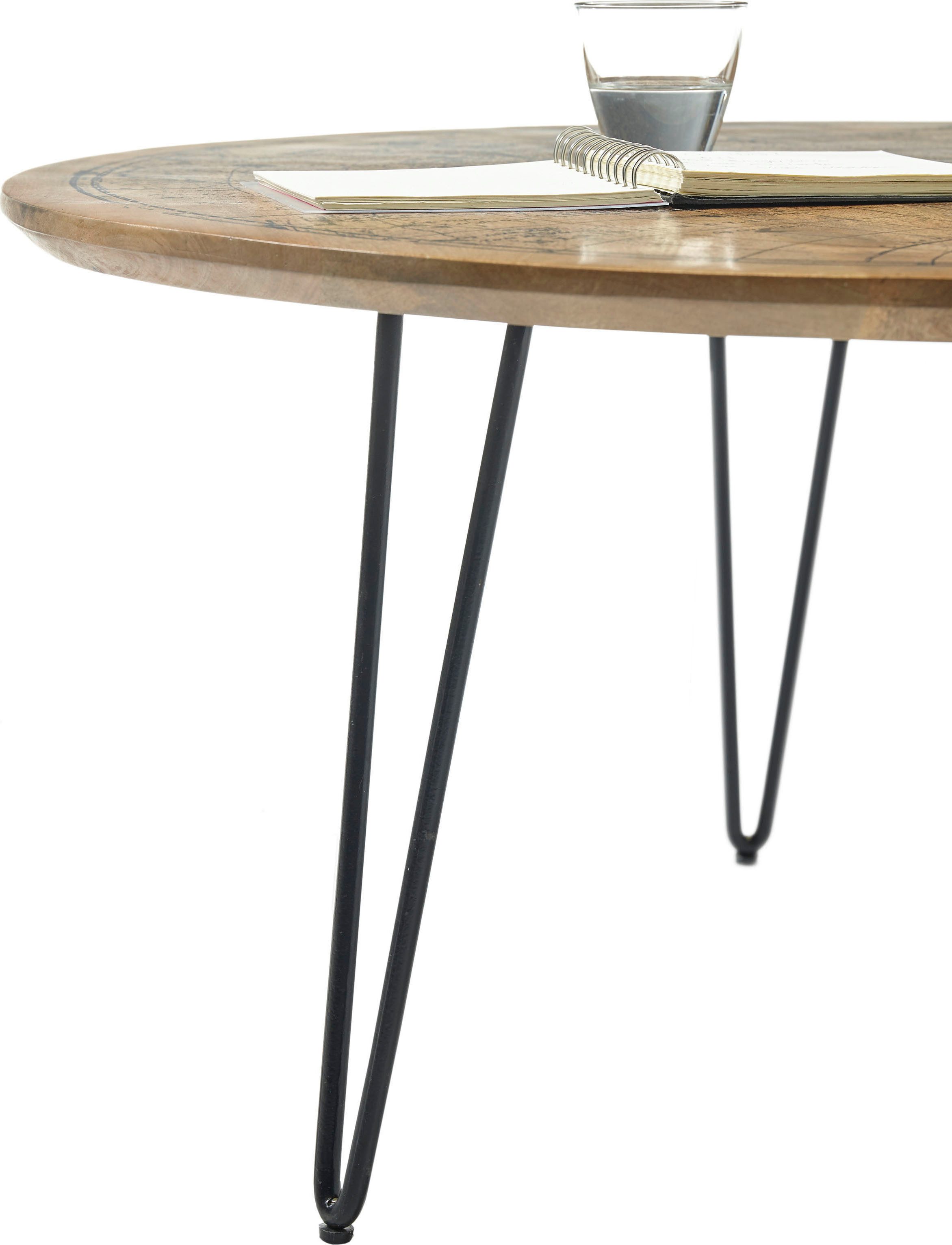 Stolkom Sp.z.o.o. Couchtisch Napcoa, mit Weltkarte Aufdruck, Tisch in Massivholz Mango