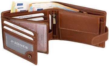 Jennifer Jones Geldbörse RFID echt Leder Portemonnaie Geldbörse Riegelbörsel Herren Querformat, RFID Schutz