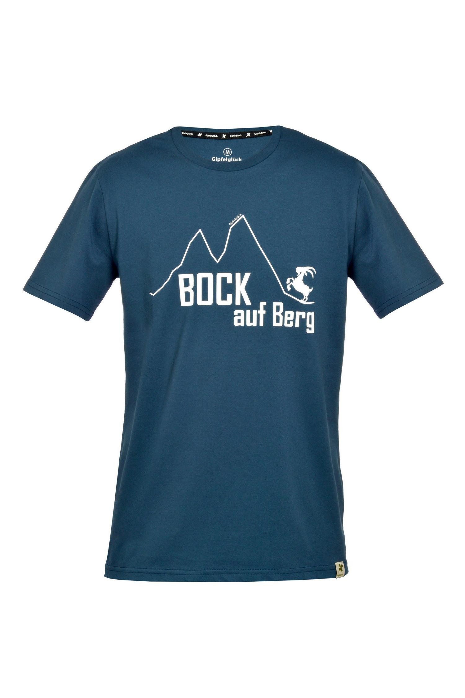 Gipfelglück T-Shirt FRED für Herren, Bock auf Berg-Print (1-tlg) Bio Baumwolle
