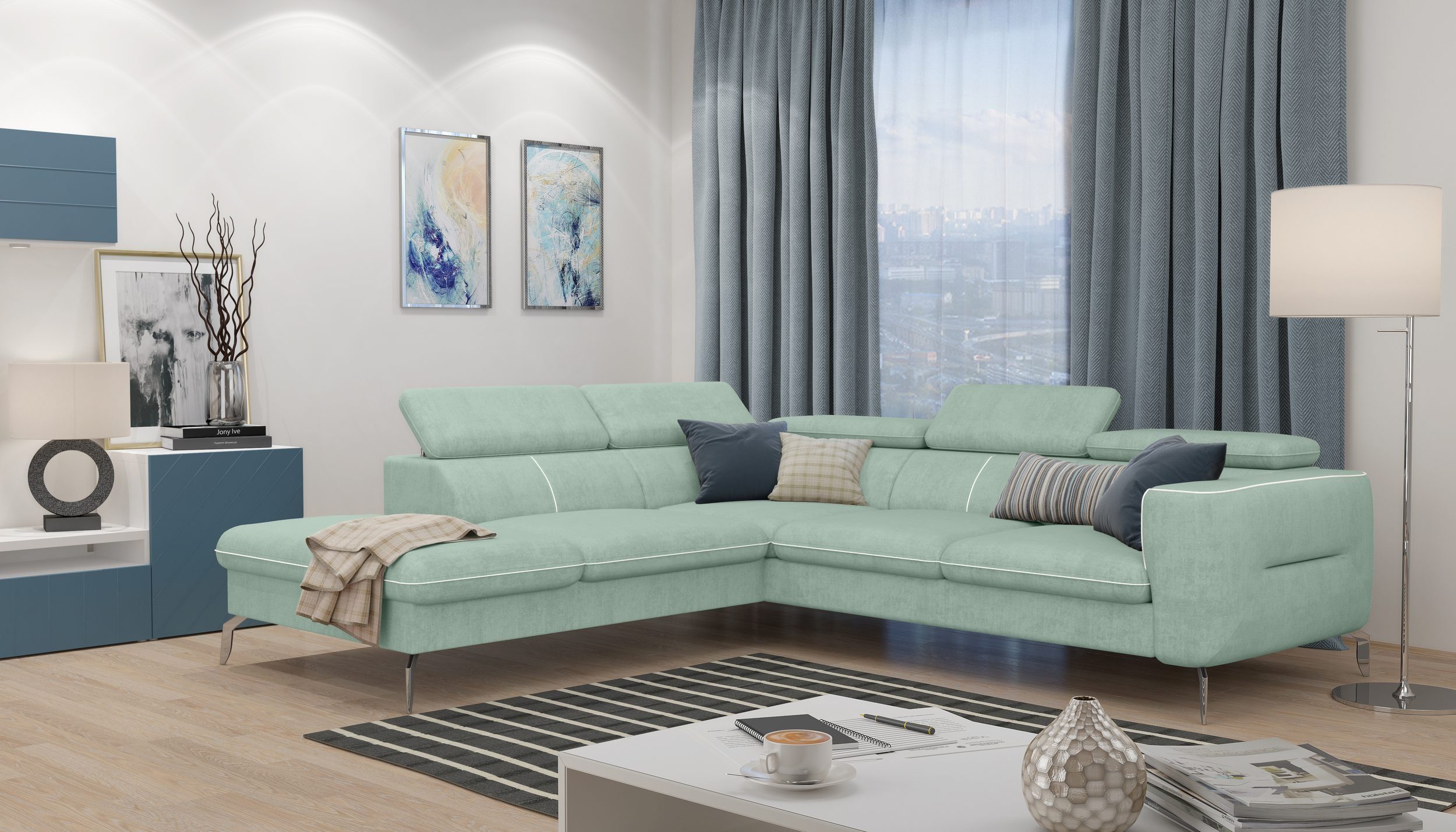 Stylefy Ecksofa Diogo, L-Form, Eckcouch, mane links oder rechts bestellbar, frei im Raum stellbar, Modern Design, Sitzkomfort, inklusive Kopfteilverstellung