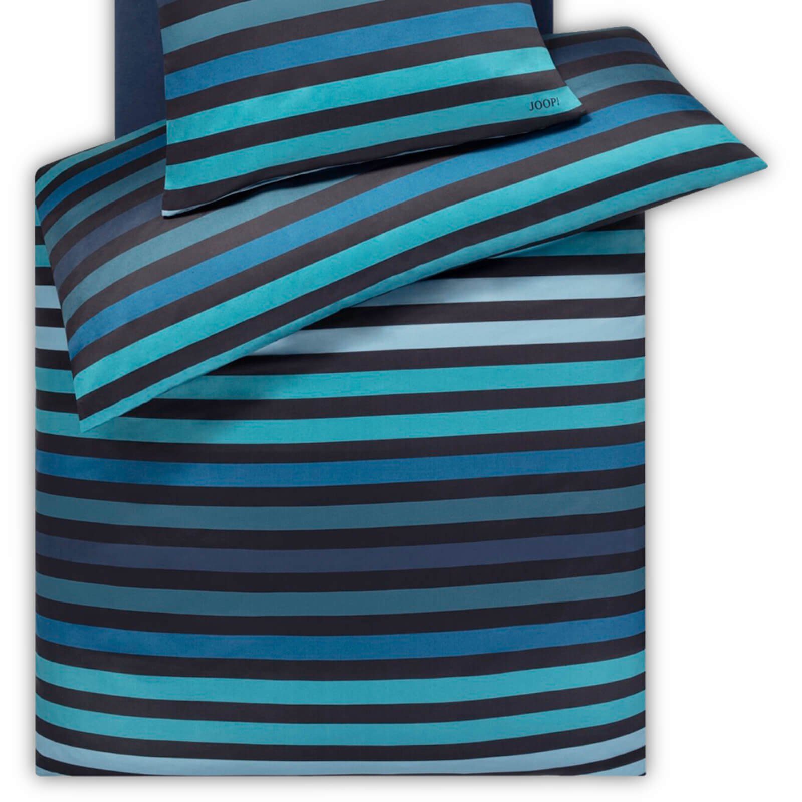 JOOP! Bettwäsche Tone 4103 2 Ocean, Mako-Satin, 2 teilig, Gestreift, Logo