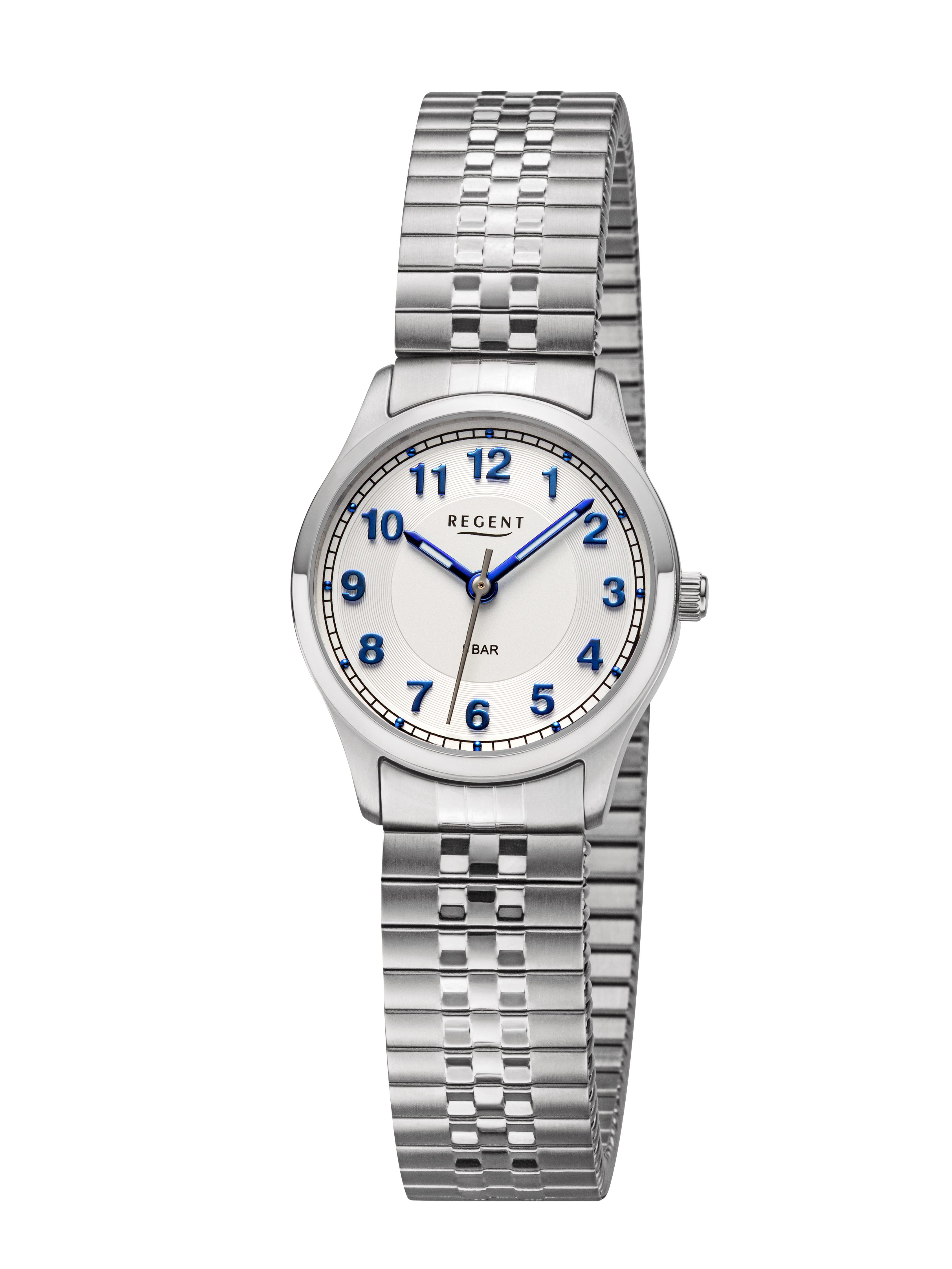 Regent Quarzuhr BA885, Armbanduhr, Damenuhr, Edelstahlarmband, analog