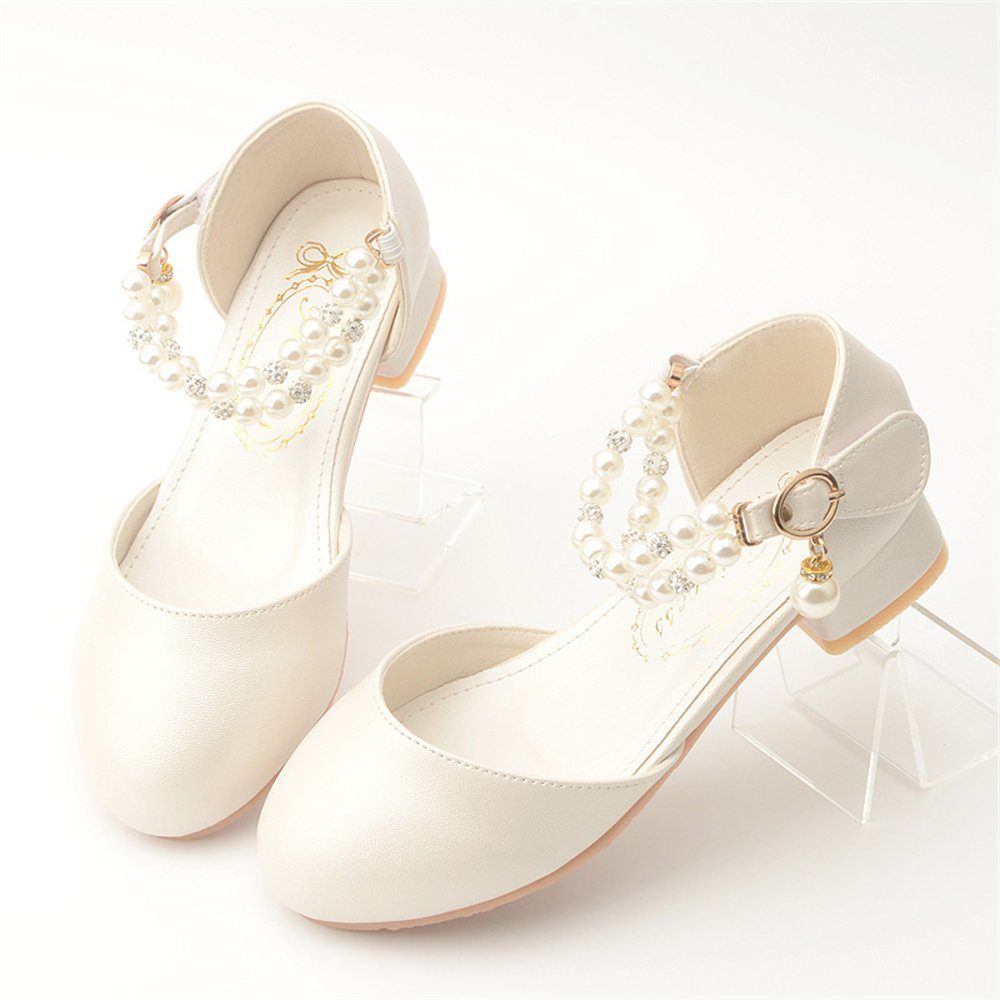 Rouemi Mädchen hochhackige Mary Jane Schuhe, Hochzeit Perle Prinzessin Schuhe Mary-Jane-Schuhe