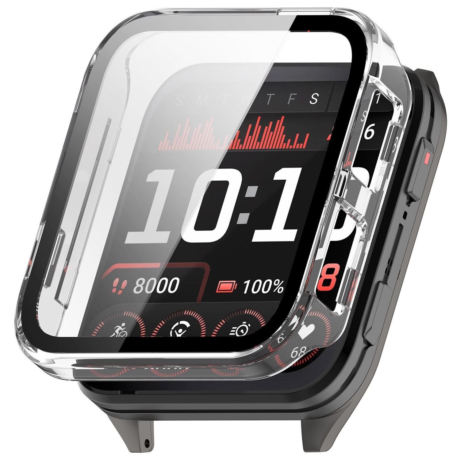 Wigento Smartwatch-Hülle Für Garmin Venu X1 Kunststoff Schutzhülle + 9H Hart Glas Transparent, Schutzhülle aus PC + Hart Glas für Rundumschutz